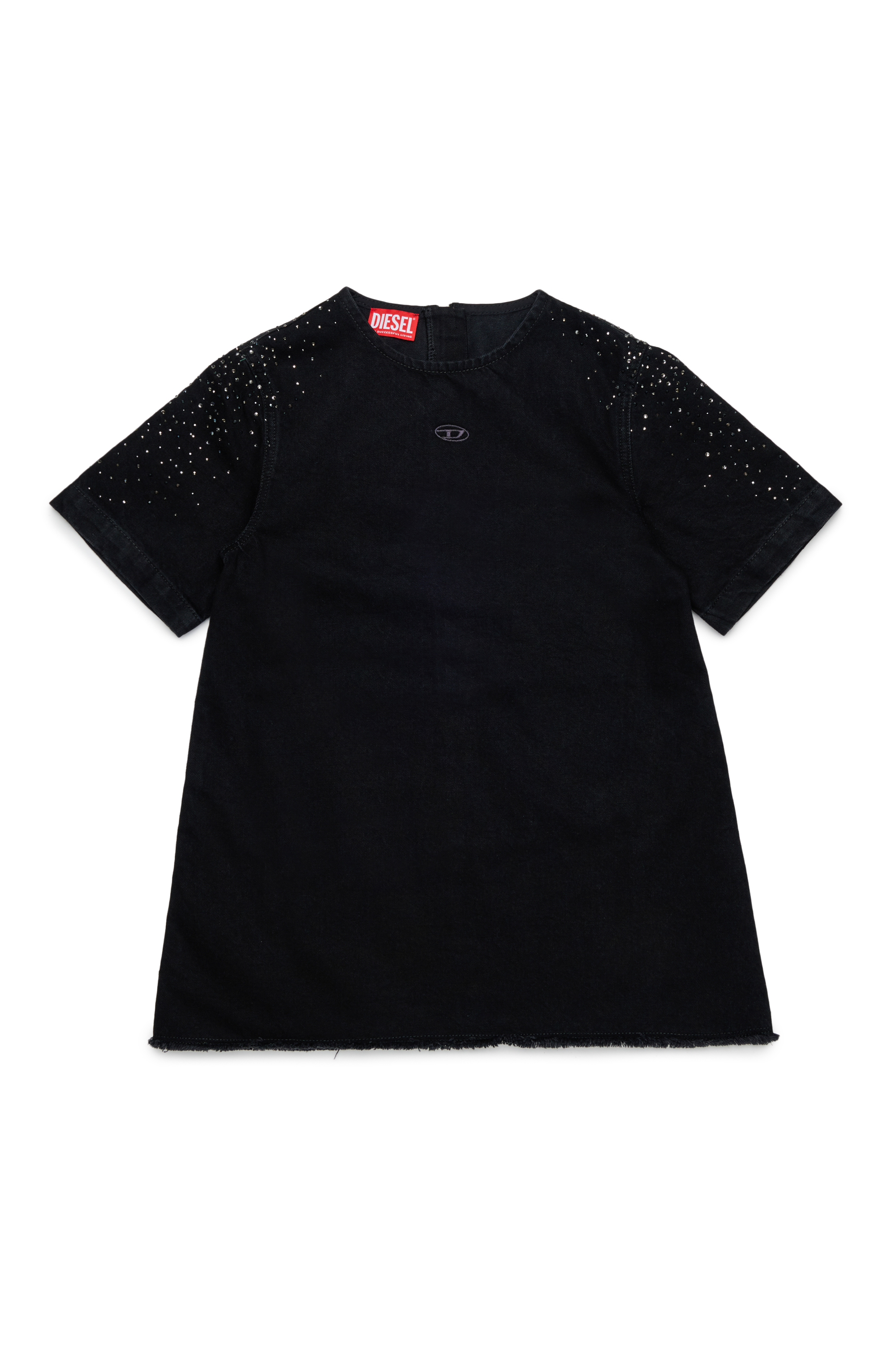 Diesel - DILBY, Damen Rhinestone-embellished T-shirt-Kleid in Schwarz/Dunkelgrau - 1