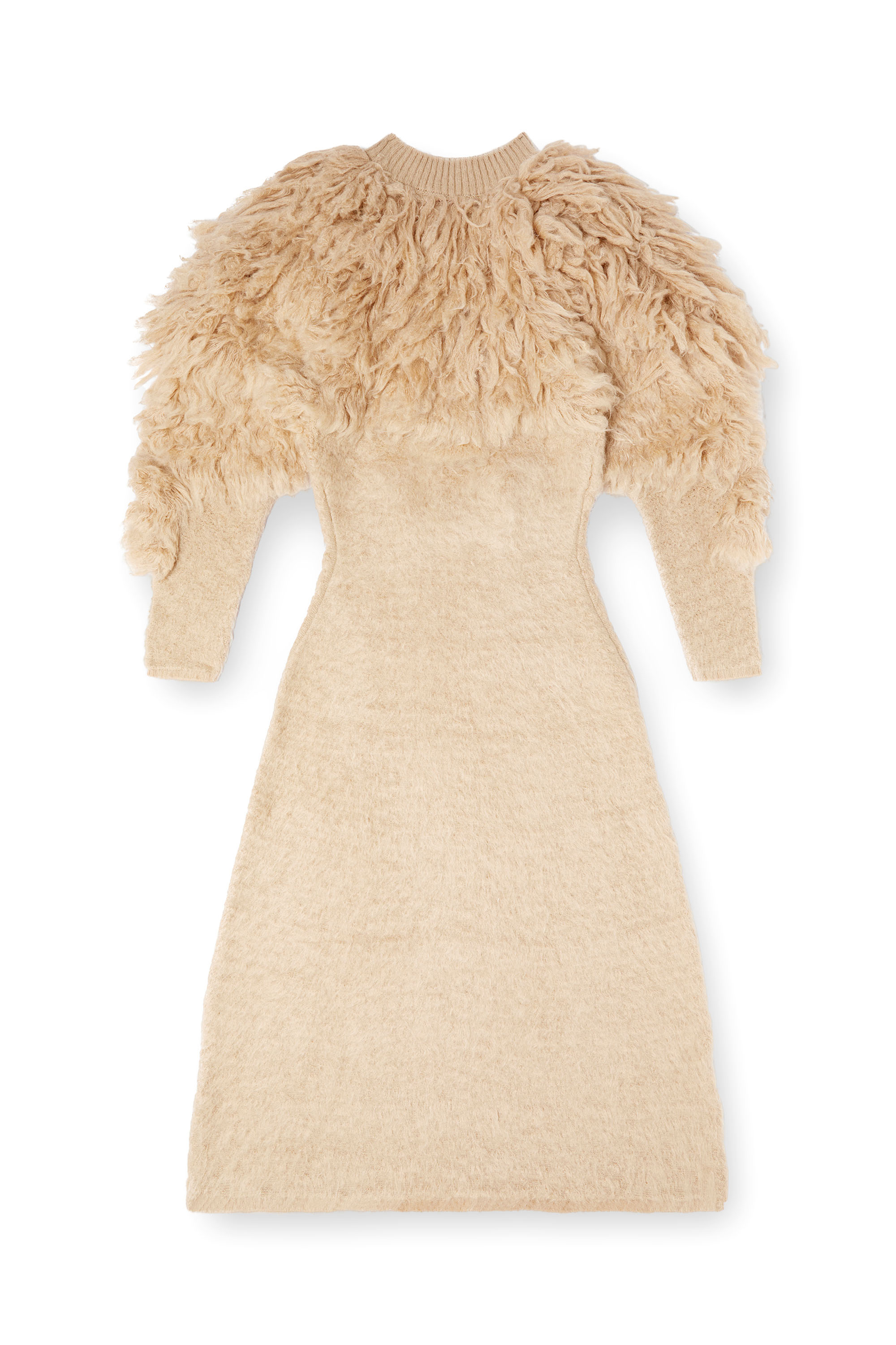 Diesel - M-PACE, Damen Rollkragenkleid aus zotteligem Mohair in Beige - 2