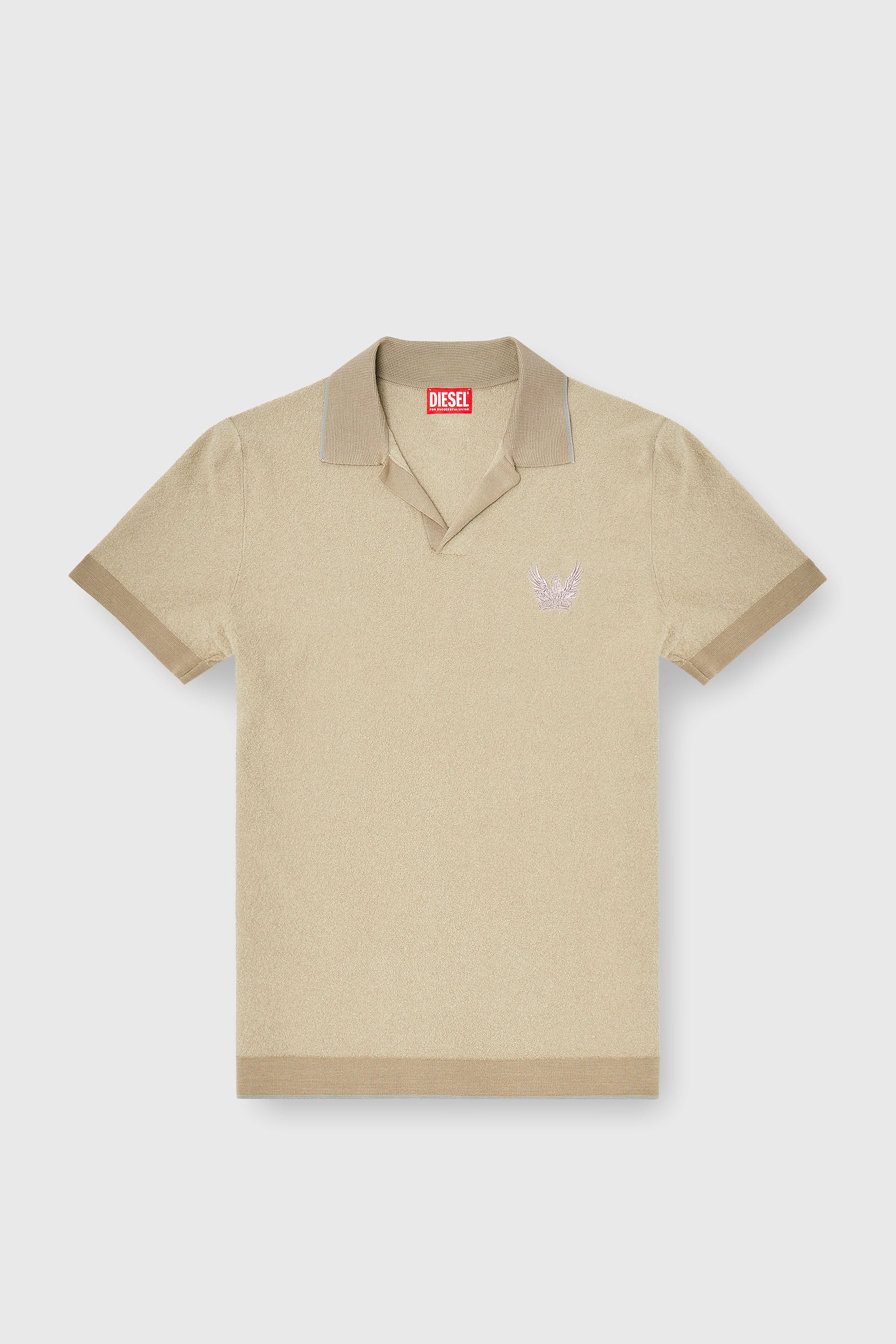 Diesel - K-RAILES, Herren Poloshirt aus Boucl&eacute;-Strick mit Phoenix-Logo in Beige - 2