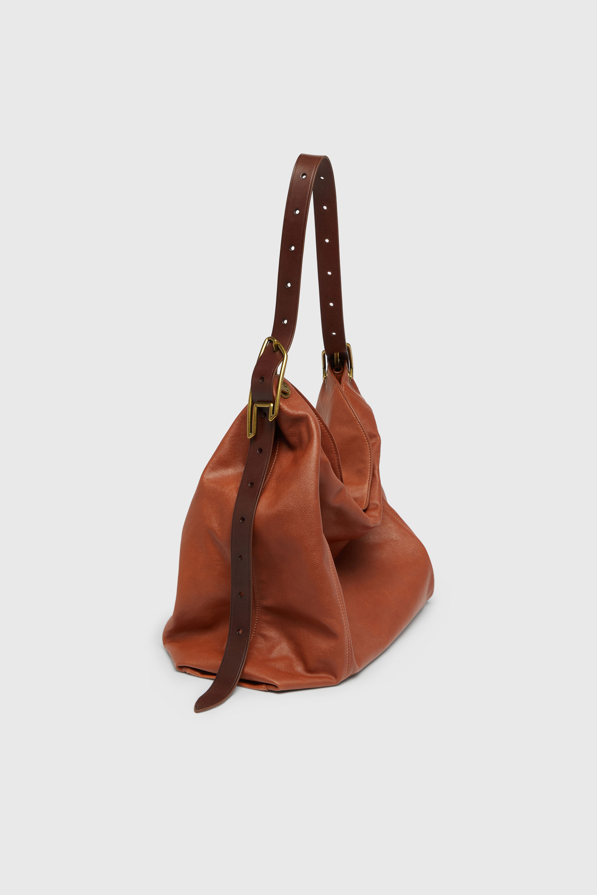 Diesel - D-LINE HOBO L, Damen D-Line-Hobo-Tasche aus gl&auml;nzendem, geknittertem Leder in Braun - 7