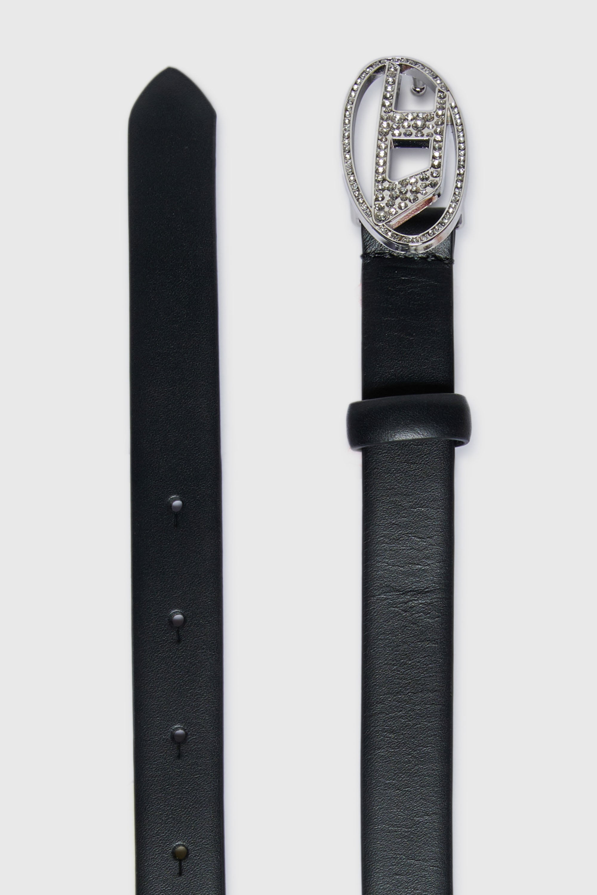Diesel - B1DRCRYSTAL, Damen Lederg&uuml;rtel 2cm mit Schmuckschlie&szlig;e in Schwarz - 2