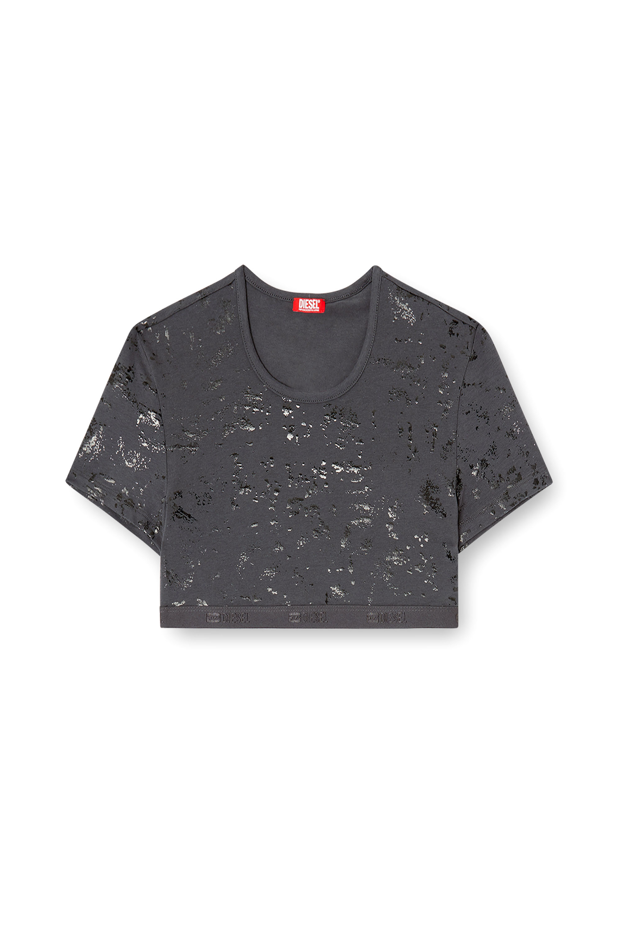 Diesel - IRMA-GFT, Damen Bauchfreies T-Shirt mit Metallic-Effekt in null - 4