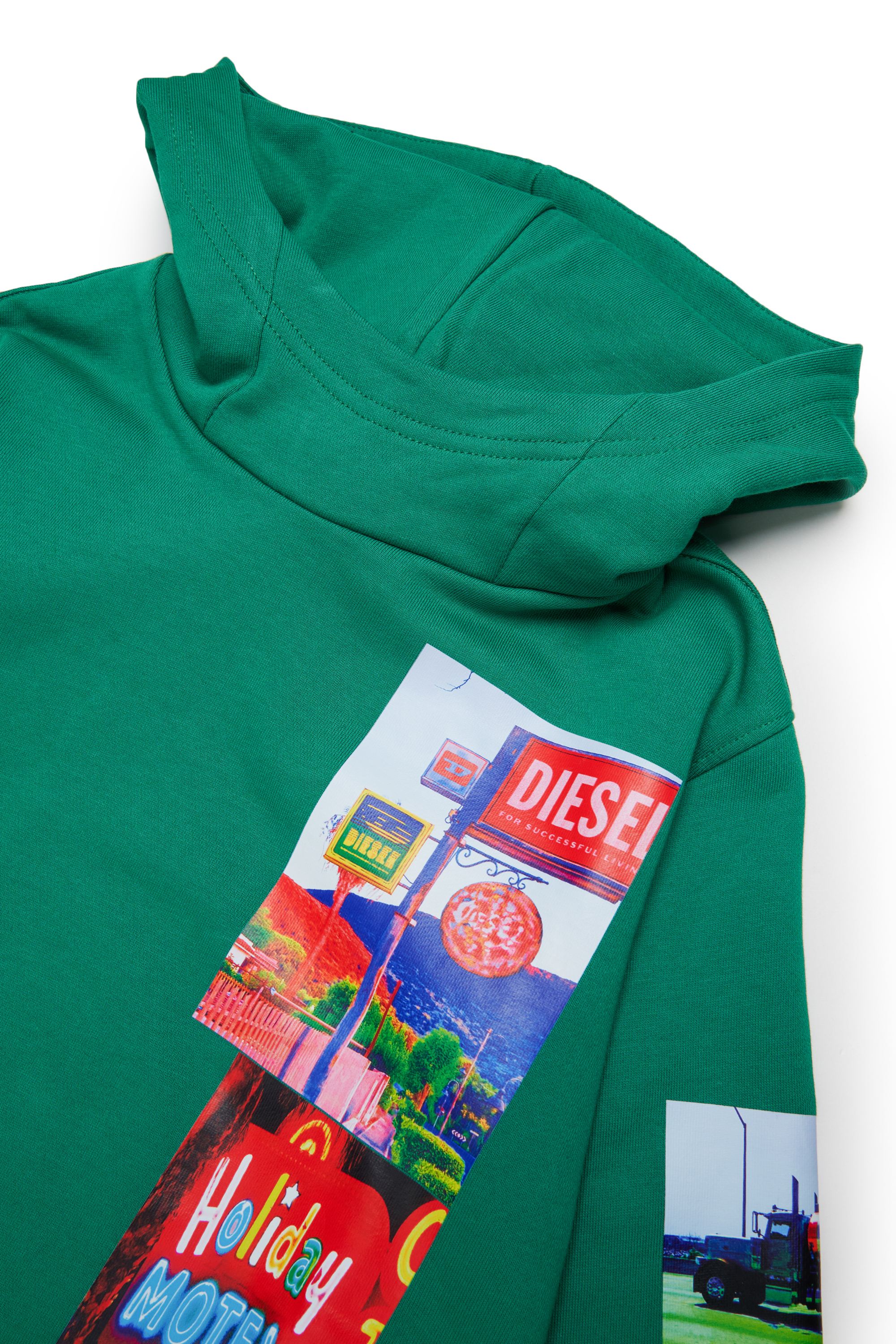 Diesel - SFORMY OVER, Herren Kapuzenpullover mit photo prints in Gr&uuml;n - 3