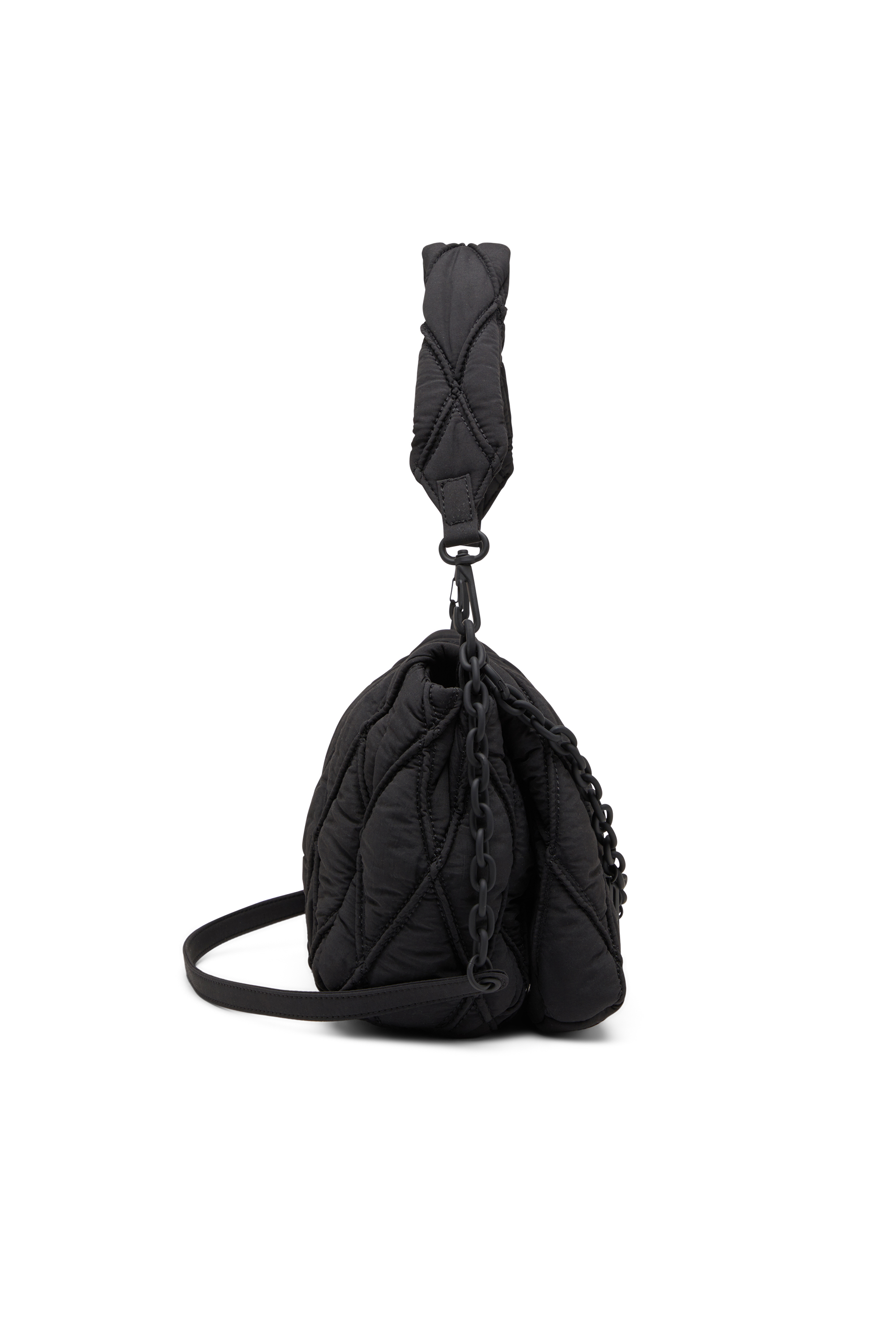 Diesel - CHARM-D SHOULDER M, Damen Schultertasche aus gestepptem Nylon in Schwarz - 4