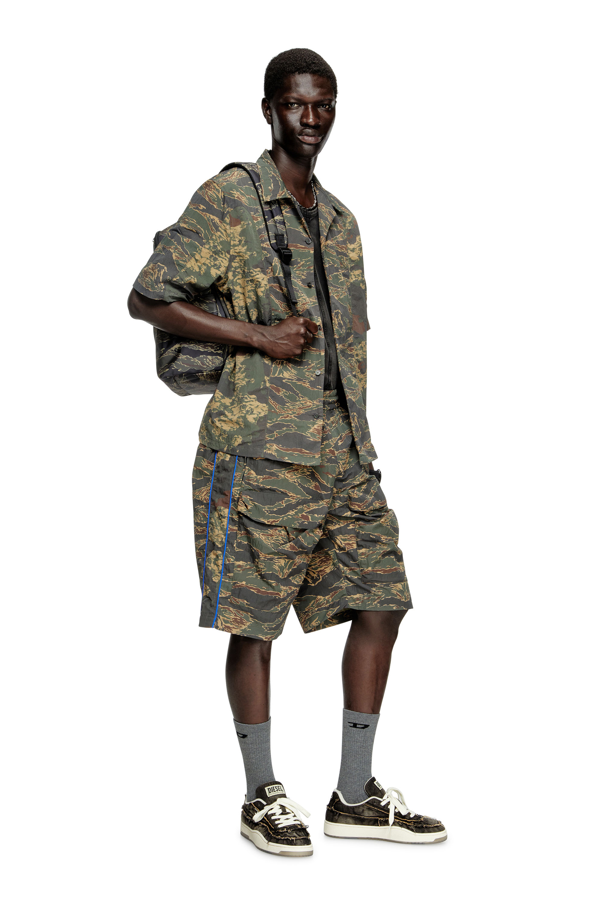 Diesel - S-BRACK-EPBW, Herren Hemd mit gemischten Camo-Prints in Armeegrün - 2