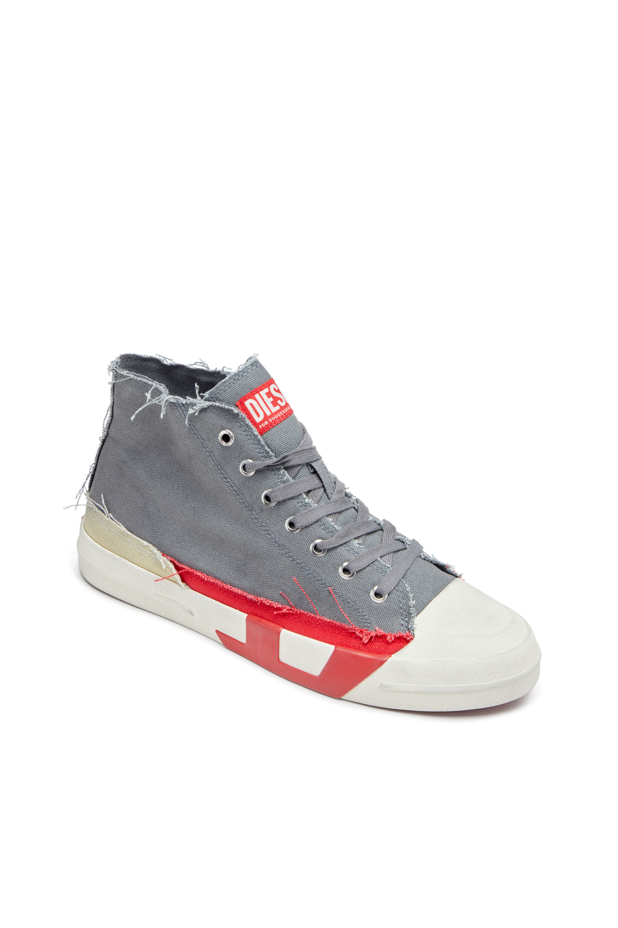 Diesel - S-D-VERSE MID, Herren S-D-Verse-High Top-Sneakers aus Canvas mit Schmutz-Effekt in Grau/Rot - 7