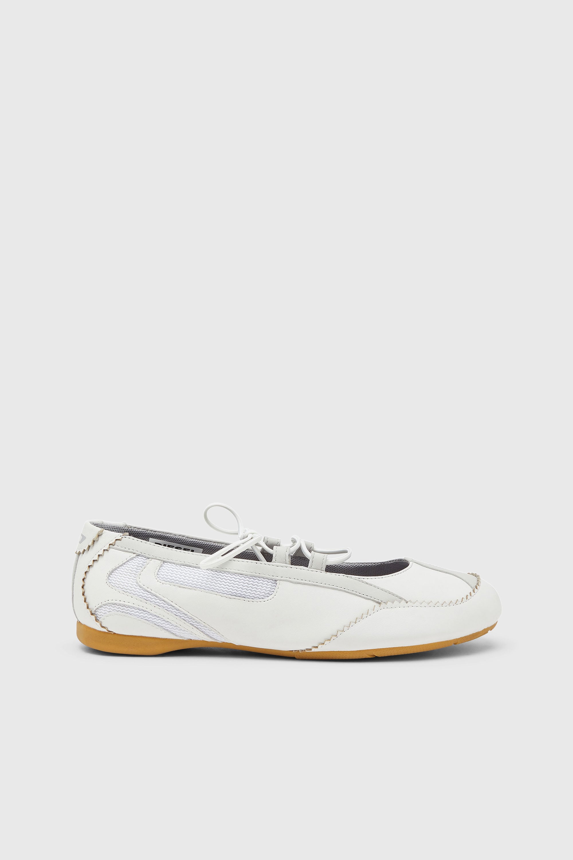 Diesel - D-MILE BALLERINA LACE UP W, Damen D-Mile-Ballerinaschn&uuml;rschuhe aus Leder und Mesh in Wei&szlig; - 1