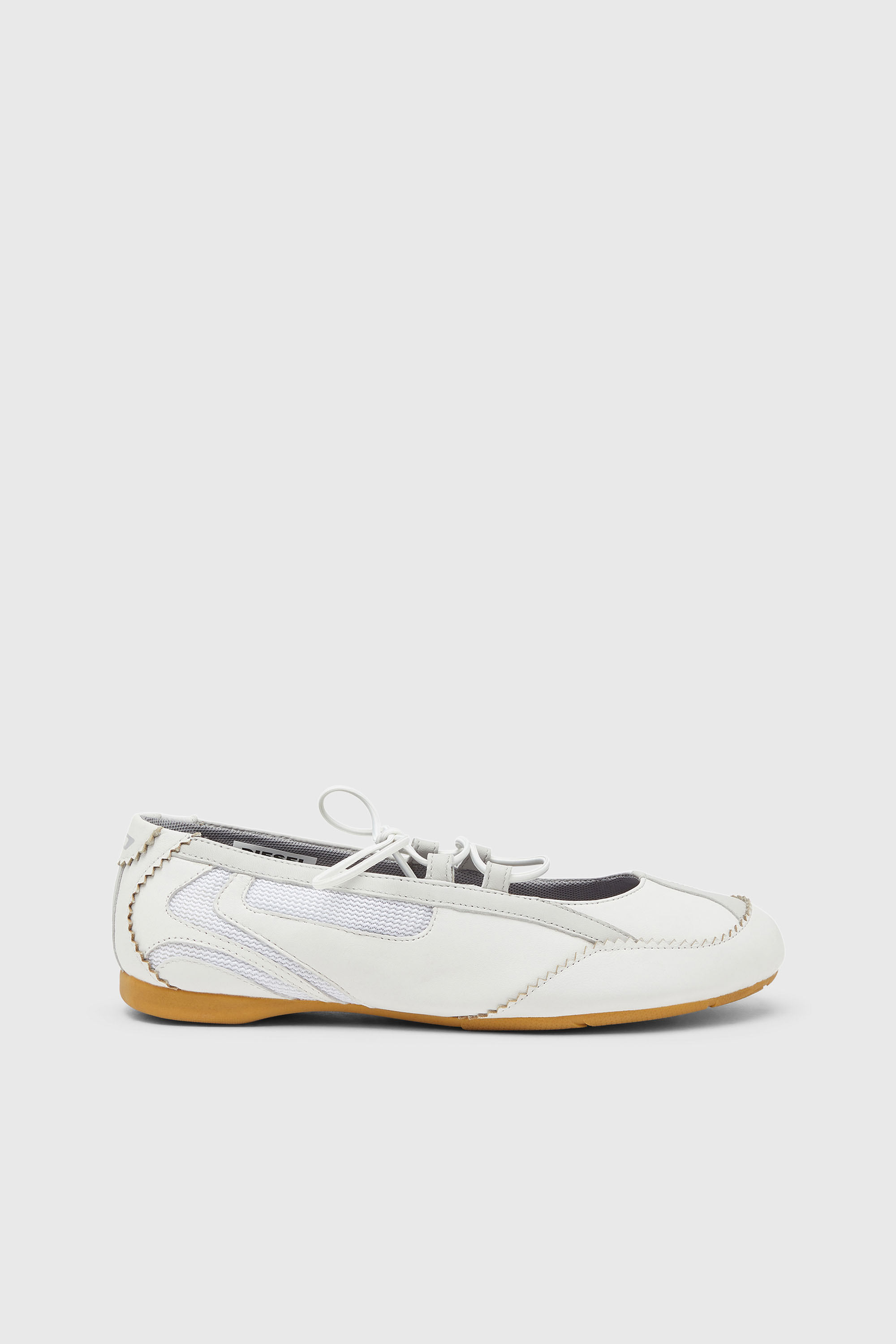 Diesel - D-MILE BALLERINA LACE UP W, Damen D-Mile-Ballerinaschn&uuml;rschuhe aus Leder und Mesh in Wei&szlig; - 1