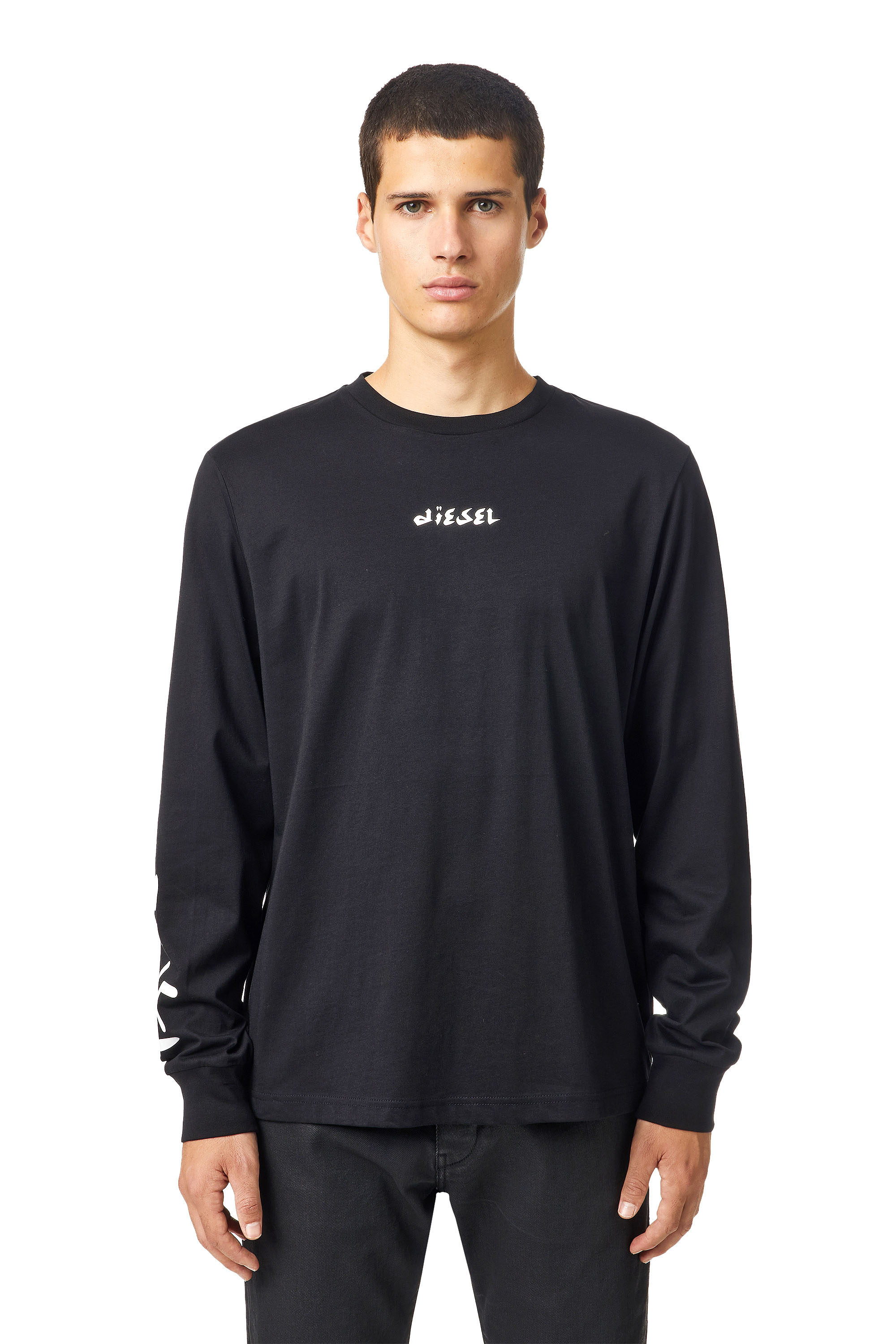 T-JUST-LS-SLITS-B53, Schwarz - T-Shirts