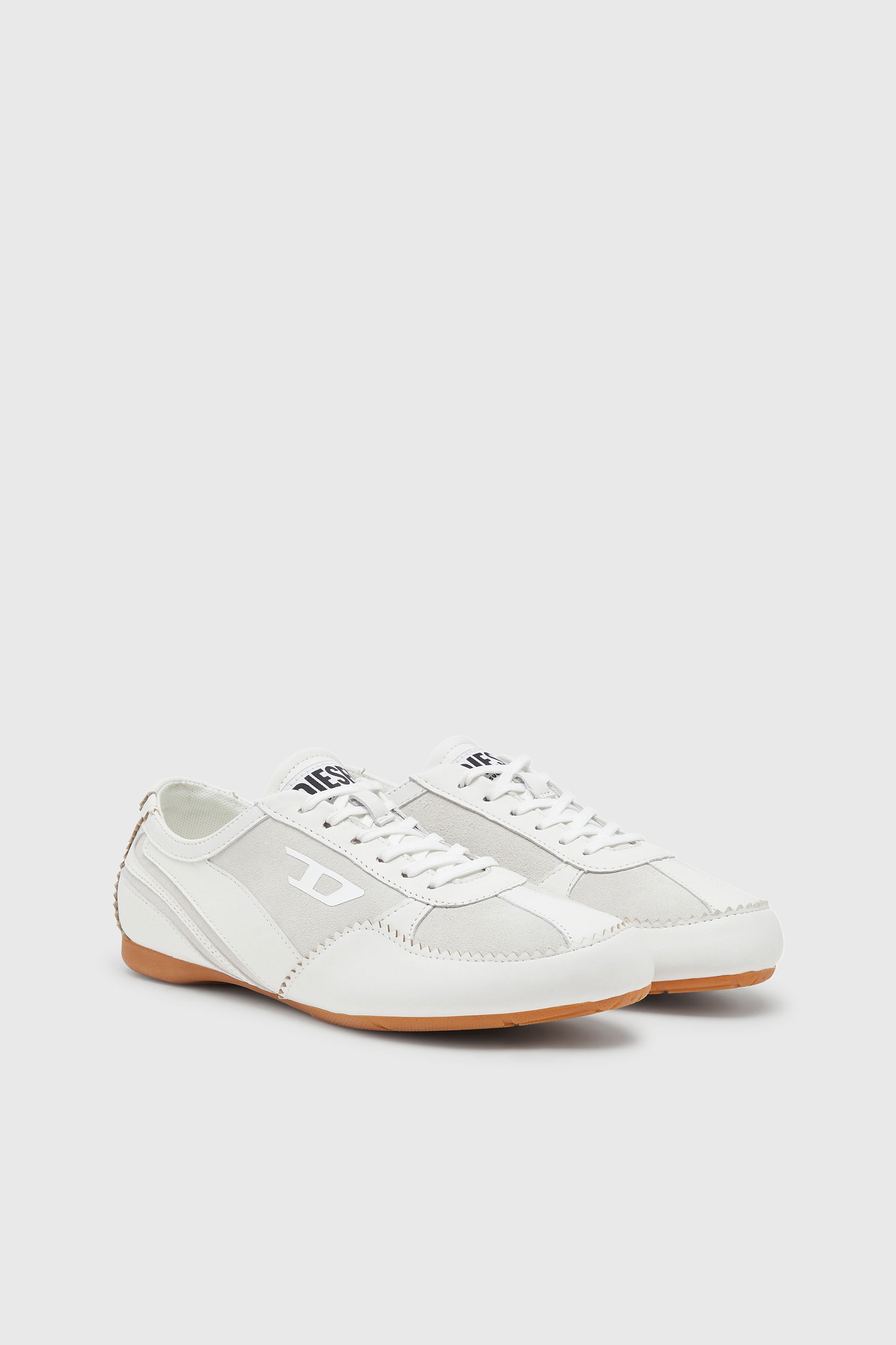 Diesel - D-MILE LOW W, Damen D-Mile-Flat-Sneaker aus Leder und Veloursleder in Wei&szlig; - 2
