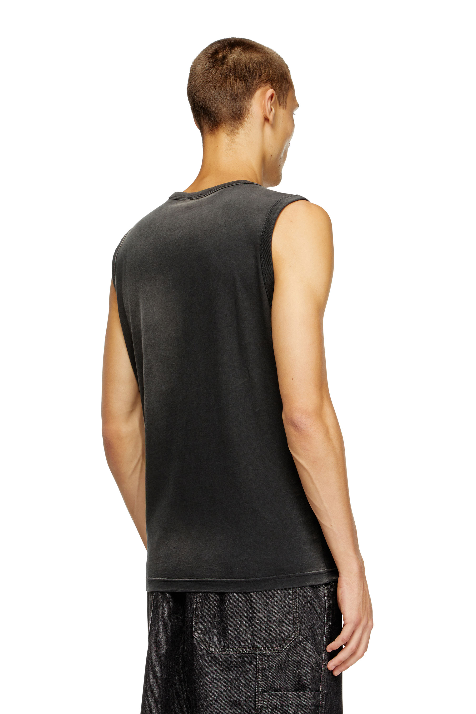 Diesel - T-BRICO, Herren Verblasstes Tanktop mit aufgeschäumtem Oval D in Schwarz - 4