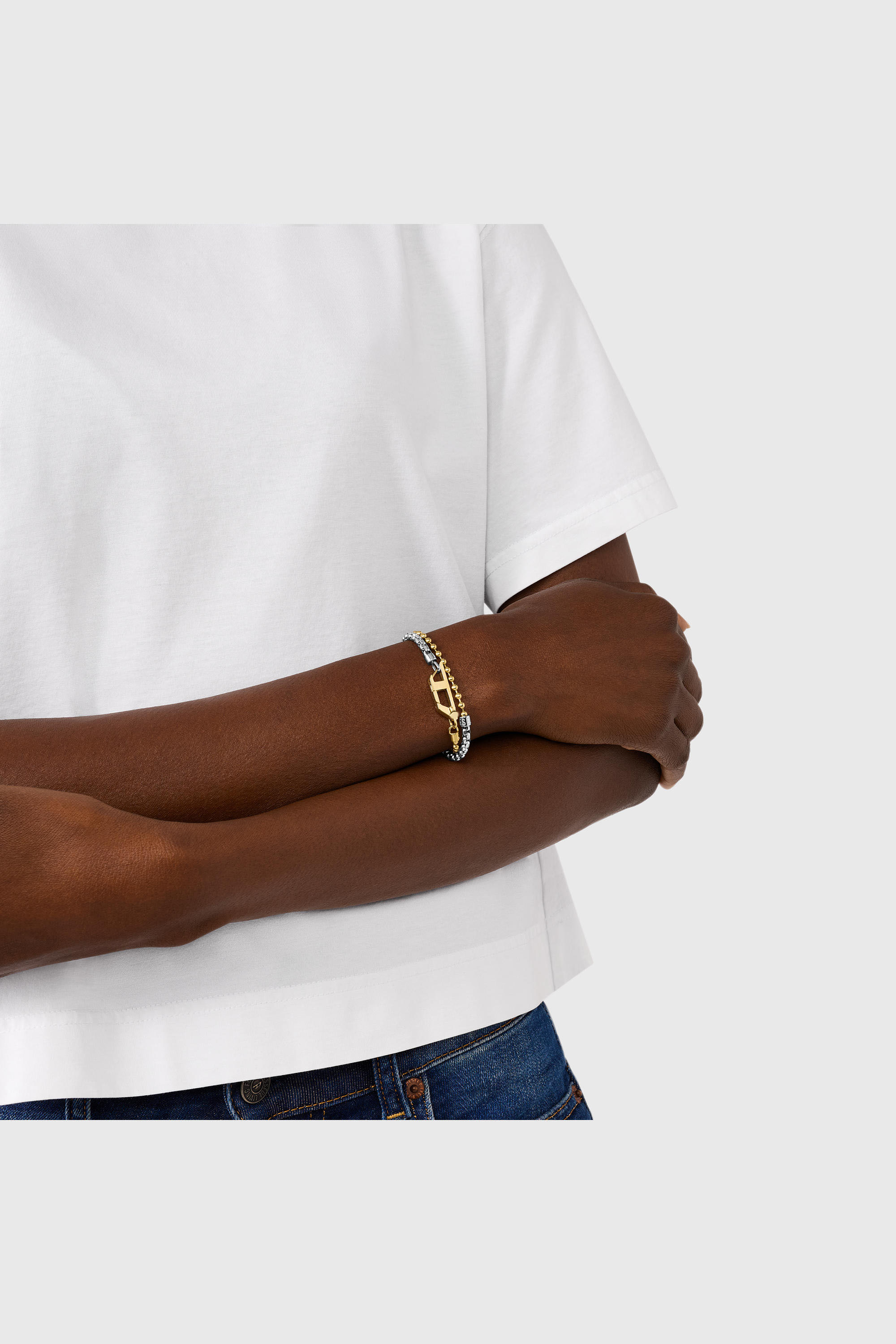 Diesel - DX1570931 JEWEL, Unisex Kettenarmband aus zweifarbigem Edelstahl in Silber/Gold - 3