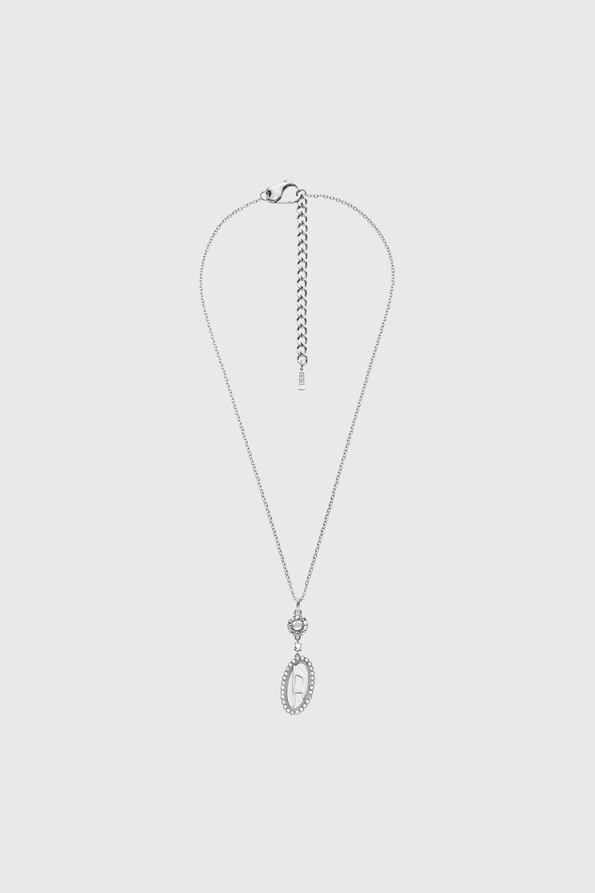 Diesel - DX1750040, Unisex Halskette aus Edelstahl mit Pav&eacute;-Anh&auml;nger in Silber - 1