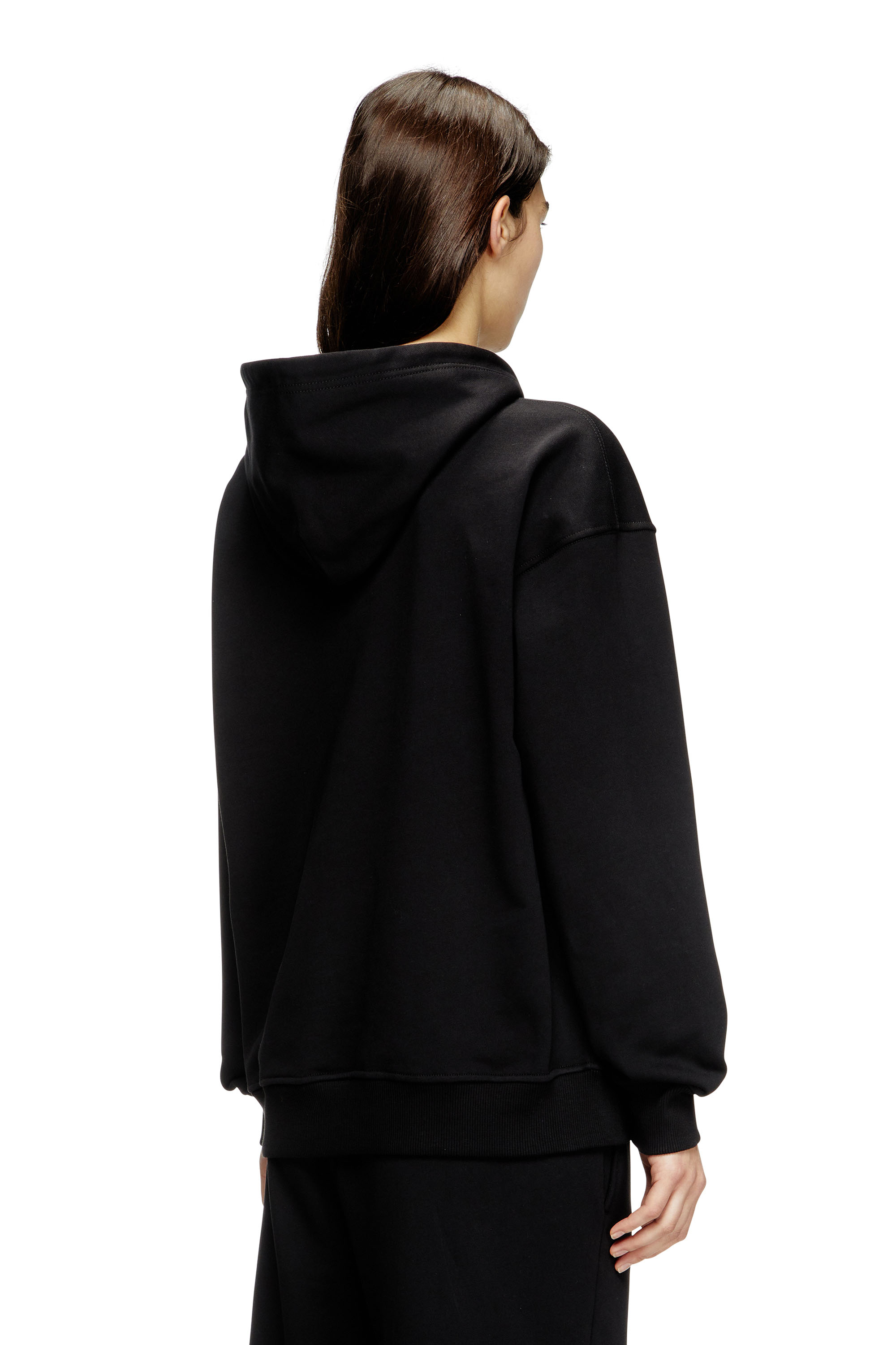 Diesel - F-BUXT-HOOD-OD, Damen Kapuzenpullover mit Oval D-Logo mit Metall-Effekt in Schwarz - 4