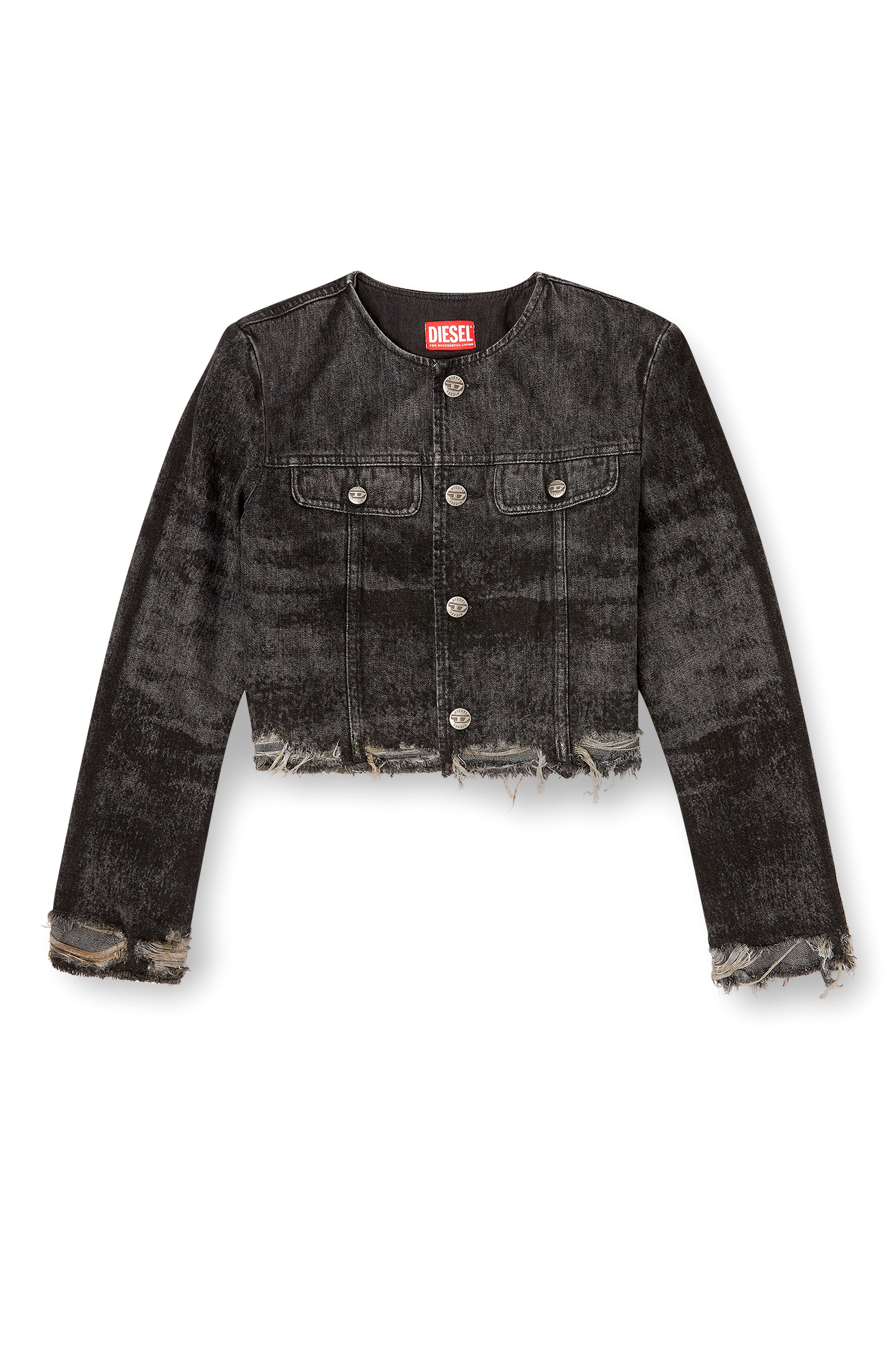 Diesel - DE-GRAFFY-FSH, Damen Jacke aus gelaserte Baumwolle-Hanf-Denim in Schwarz - 3