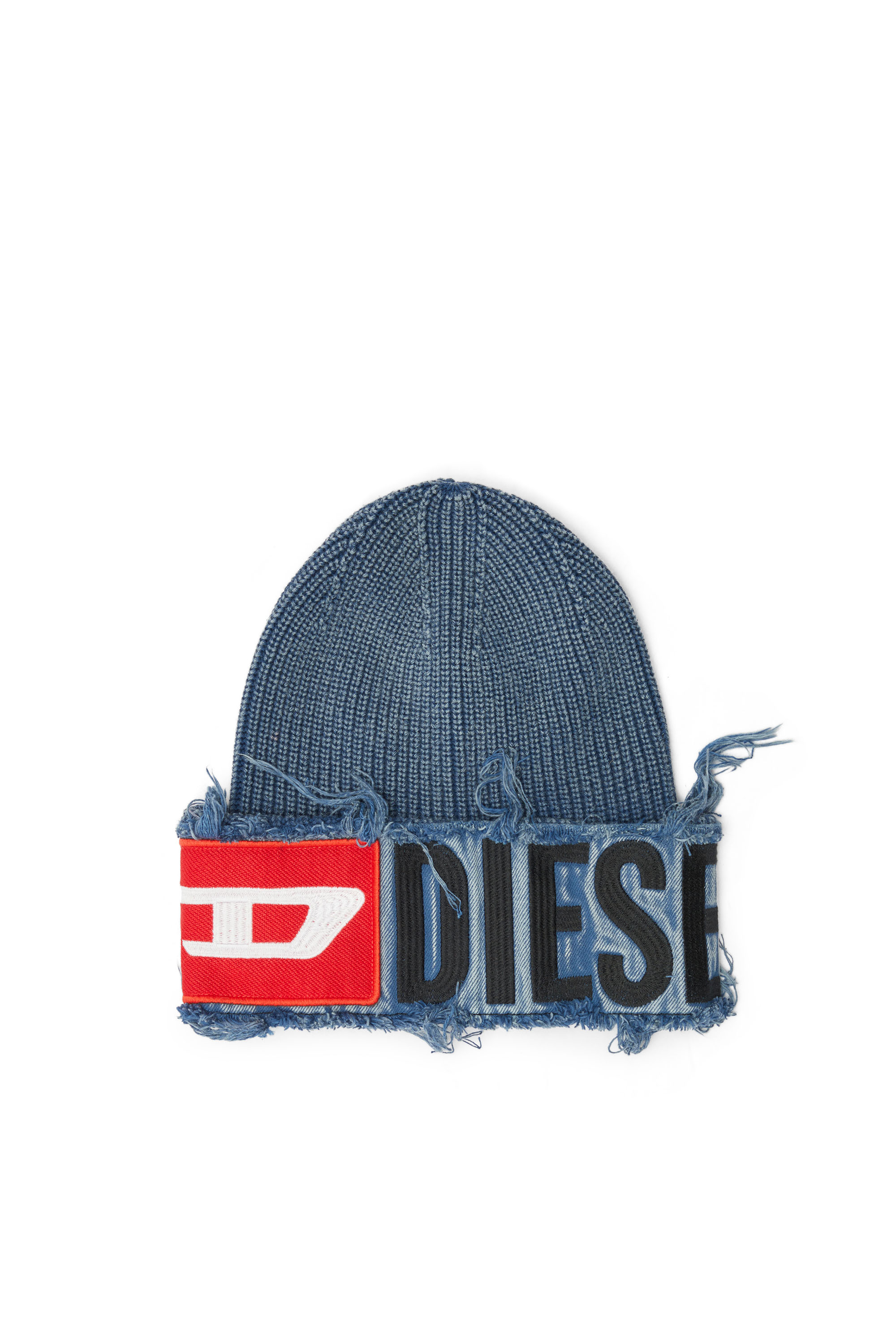 Diesel - K-FROK, Unisex M&uuml;tze in Denim-Optik mit auff&auml;lligem Patch-Detail in Blau - 1