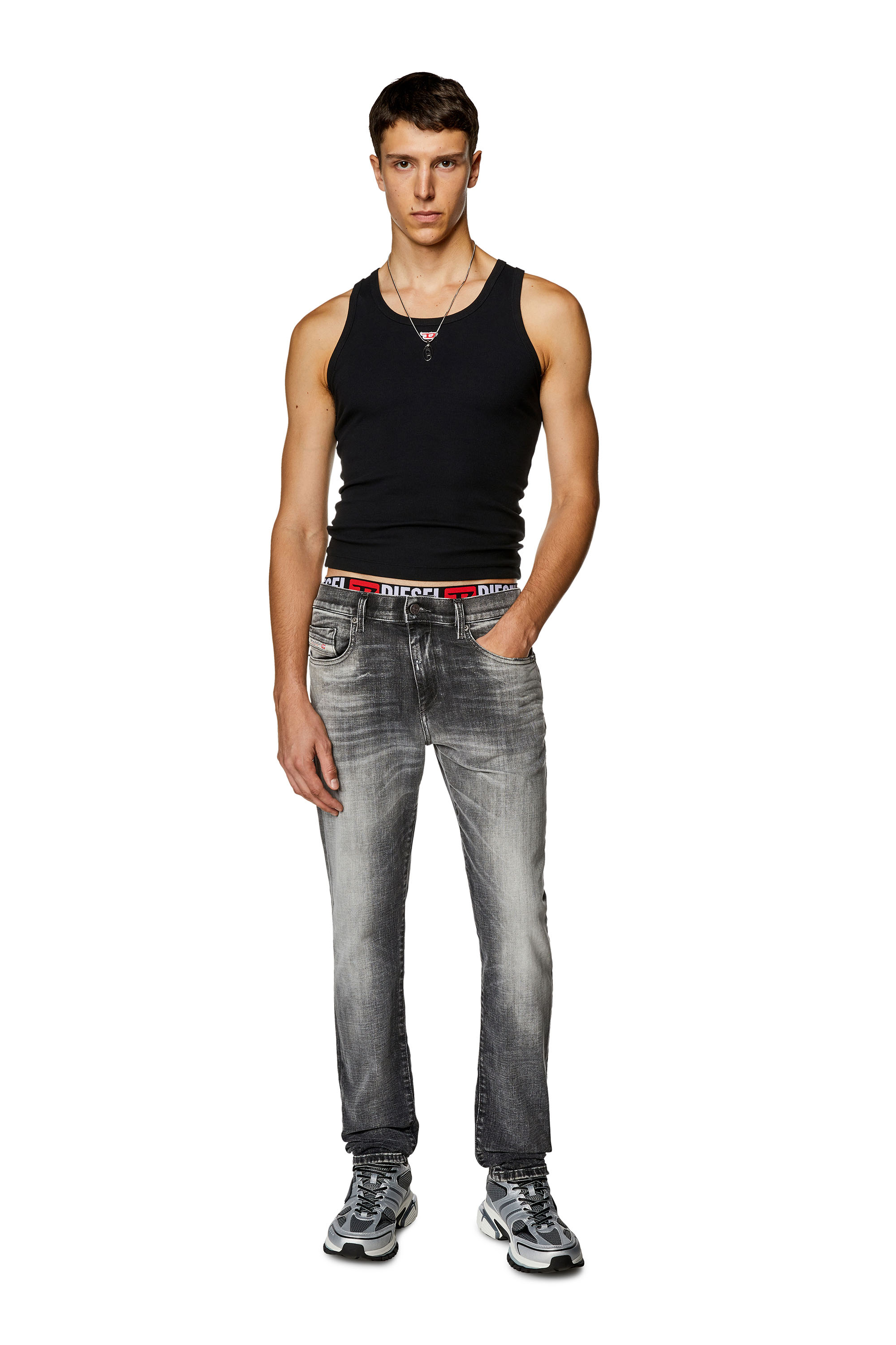 Diesel - Slim Jeans 2019 D-Strukt 09G88, Schwarz/Dunkelgrau - Image 1