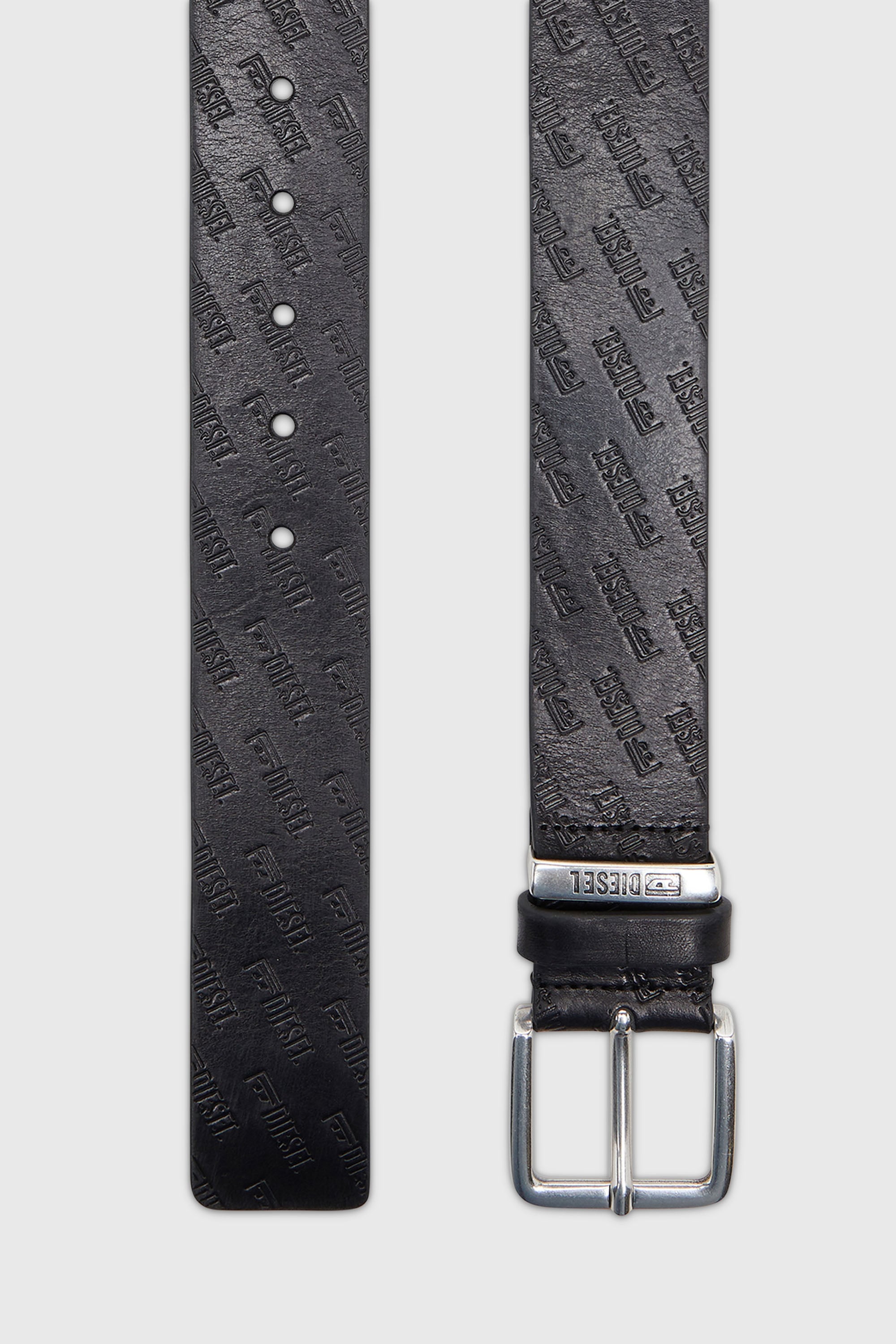 Diesel - B-MONOGRAM DSL, Herren 4 cm Lederg&uuml;rtel mit all-over gepr&auml;gtem Diesel logo in Schwarz - 2