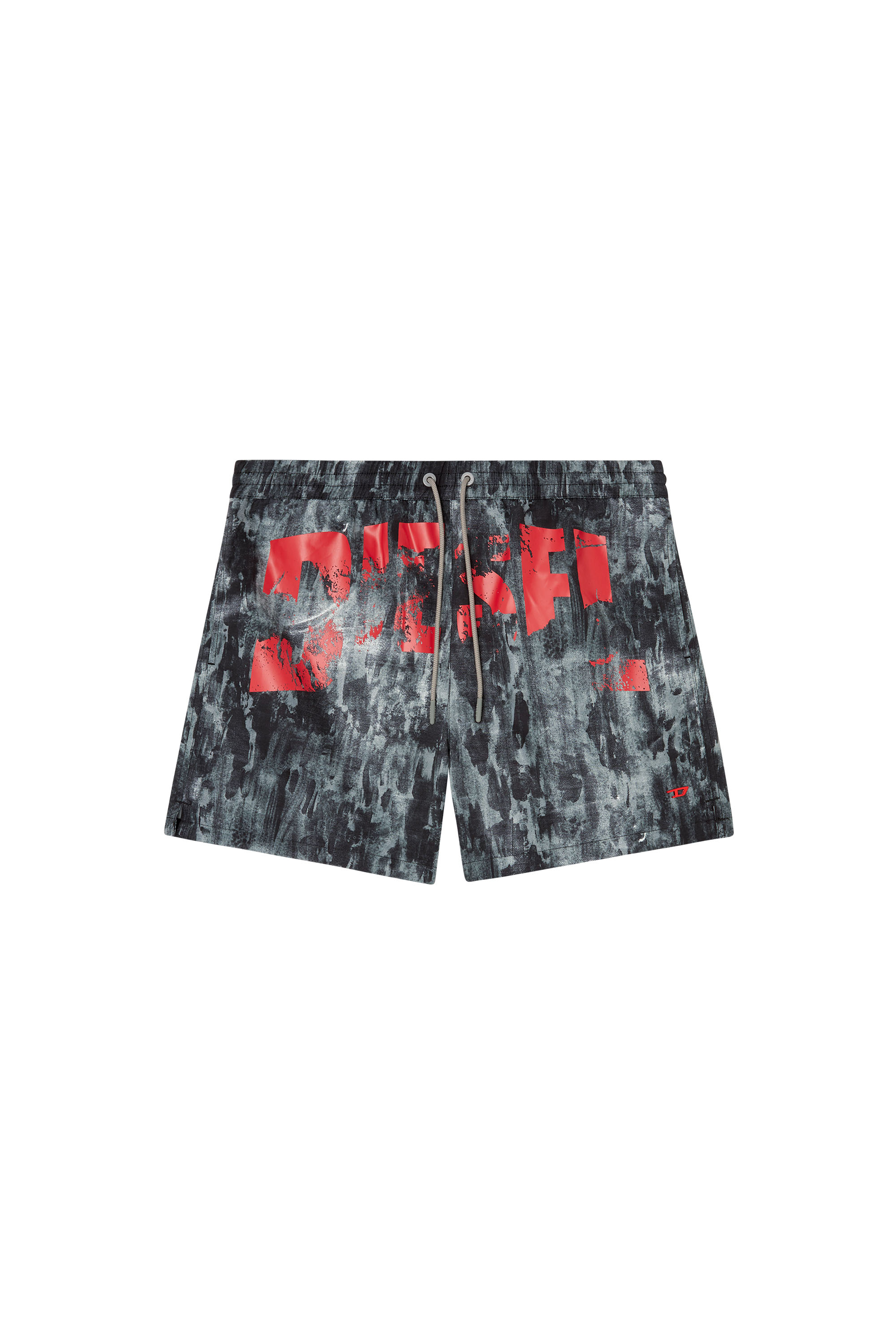 Diesel - RIO-41-D-POP, Herren Mittellange Bade-Shorts mit Grafik-Print in Schwarz - 4