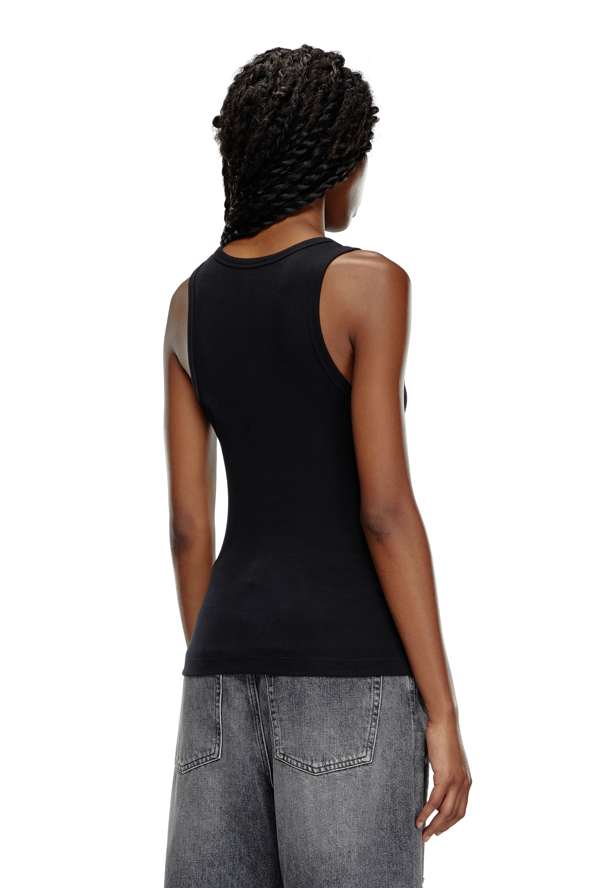 Diesel - T-ANKY-D, Damen Tanktop mit gesticktem D-Logo-Patch in Schwarz - 4