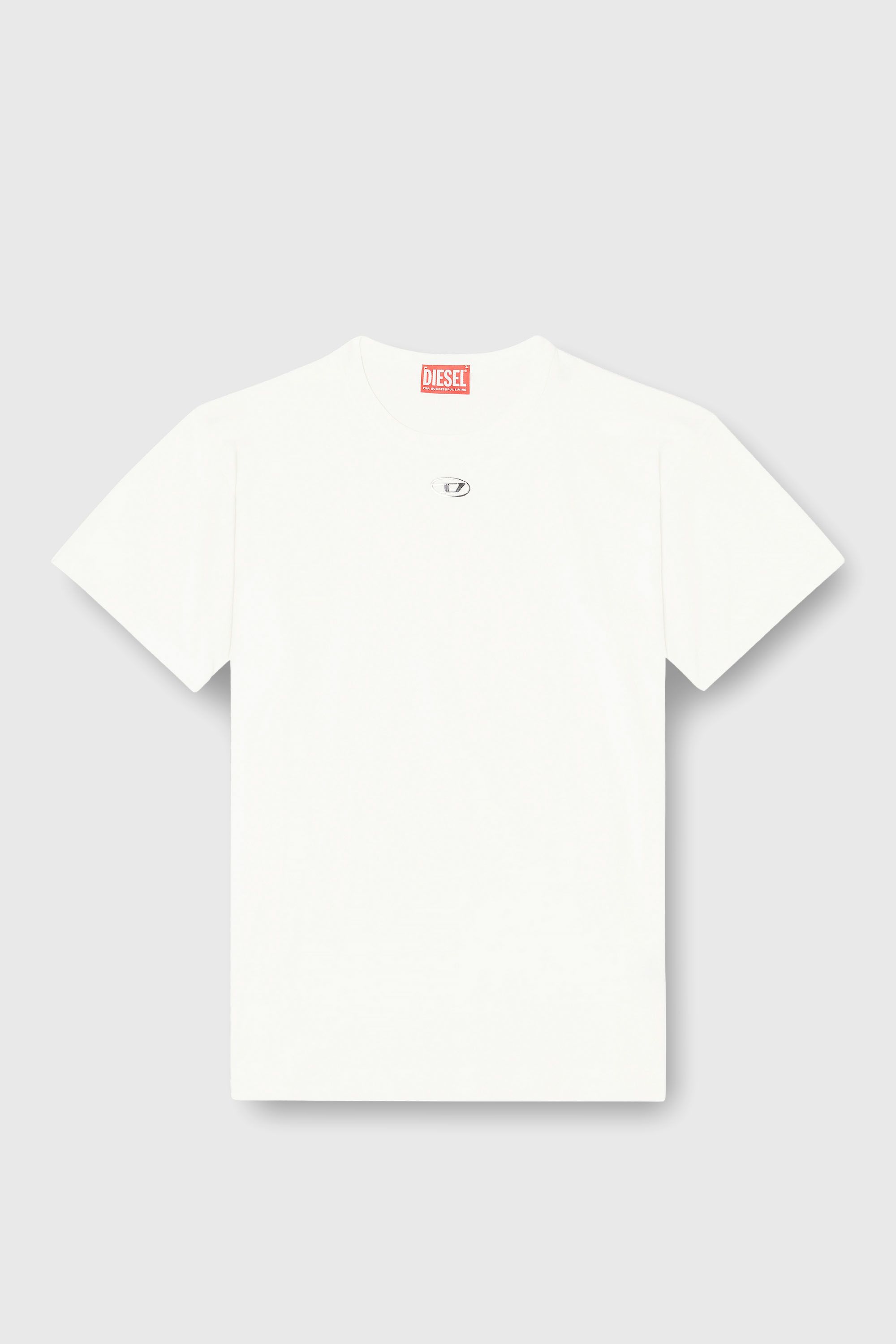 Diesel - T-NORMY-OD-S1, Damen Baumwoll-T-Shirt mit metallischem Oval D in Wei&szlig; - 2