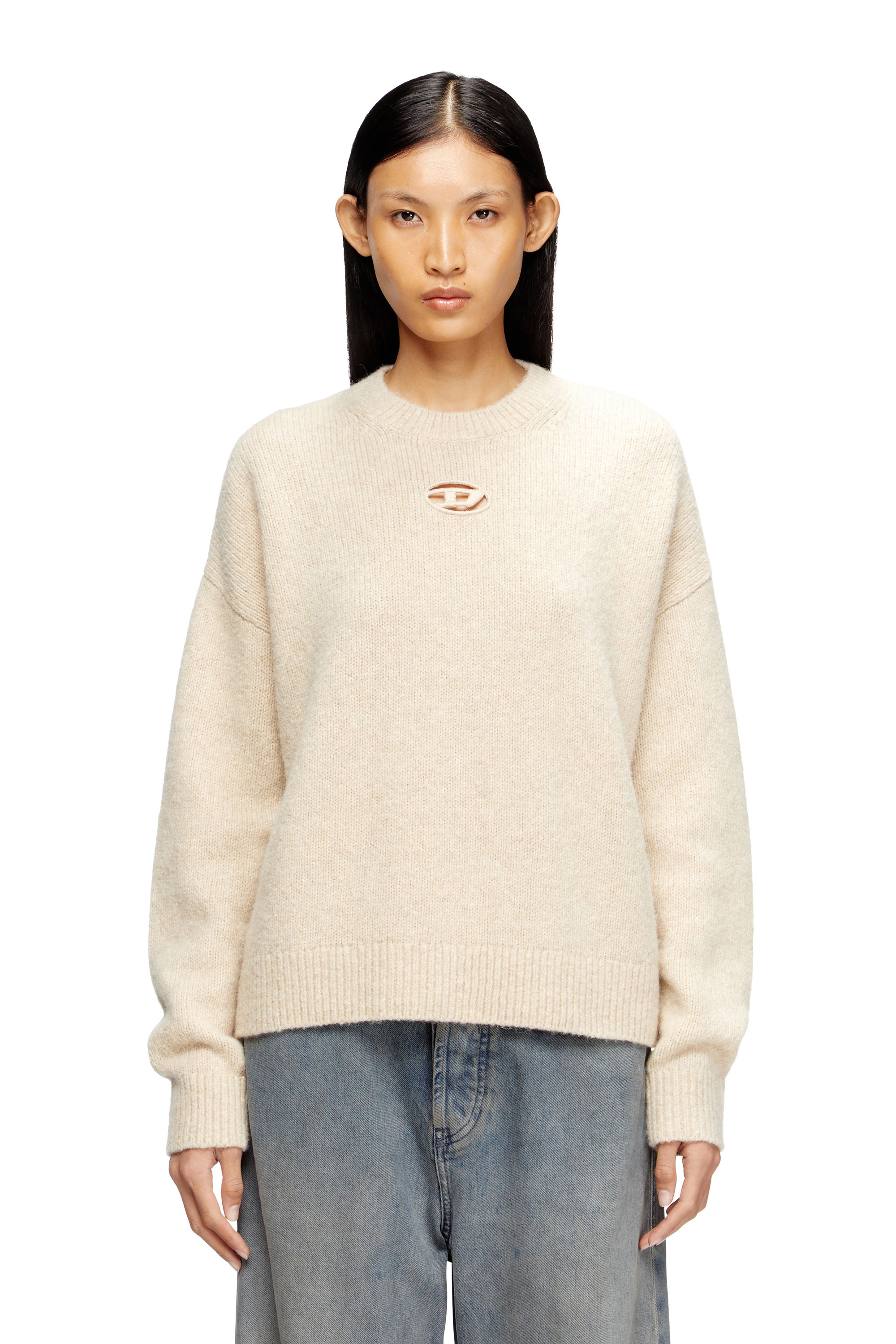 Diesel - M-AREETA, Damen Pullover aus Woll- und Alpakamischung in Beige - 1