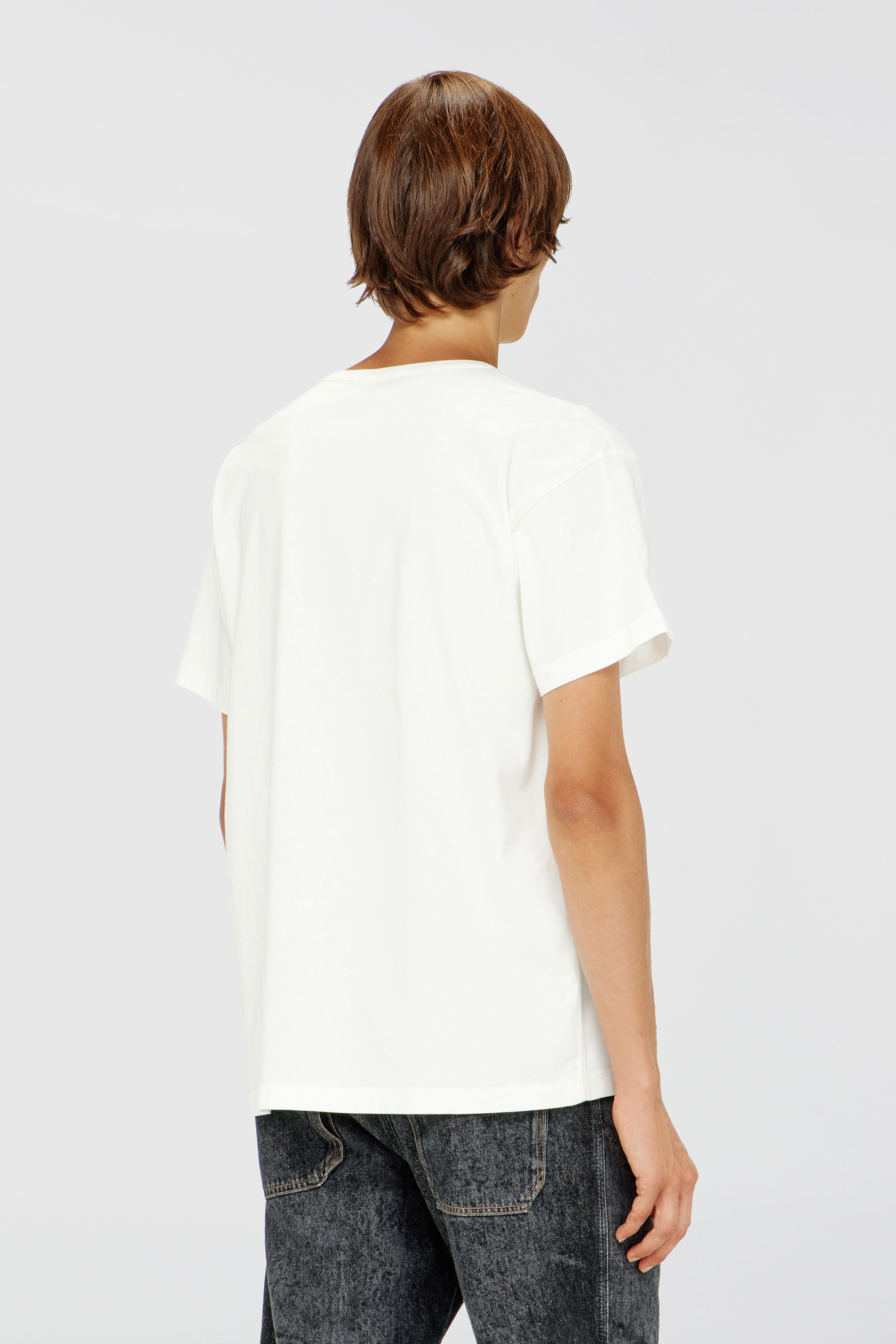 Diesel - T-NORM-IOD, Herren Leichtes Baumwoll-T-Shirt mit metallischem ovalem D-Logo in Wei&szlig; - 4