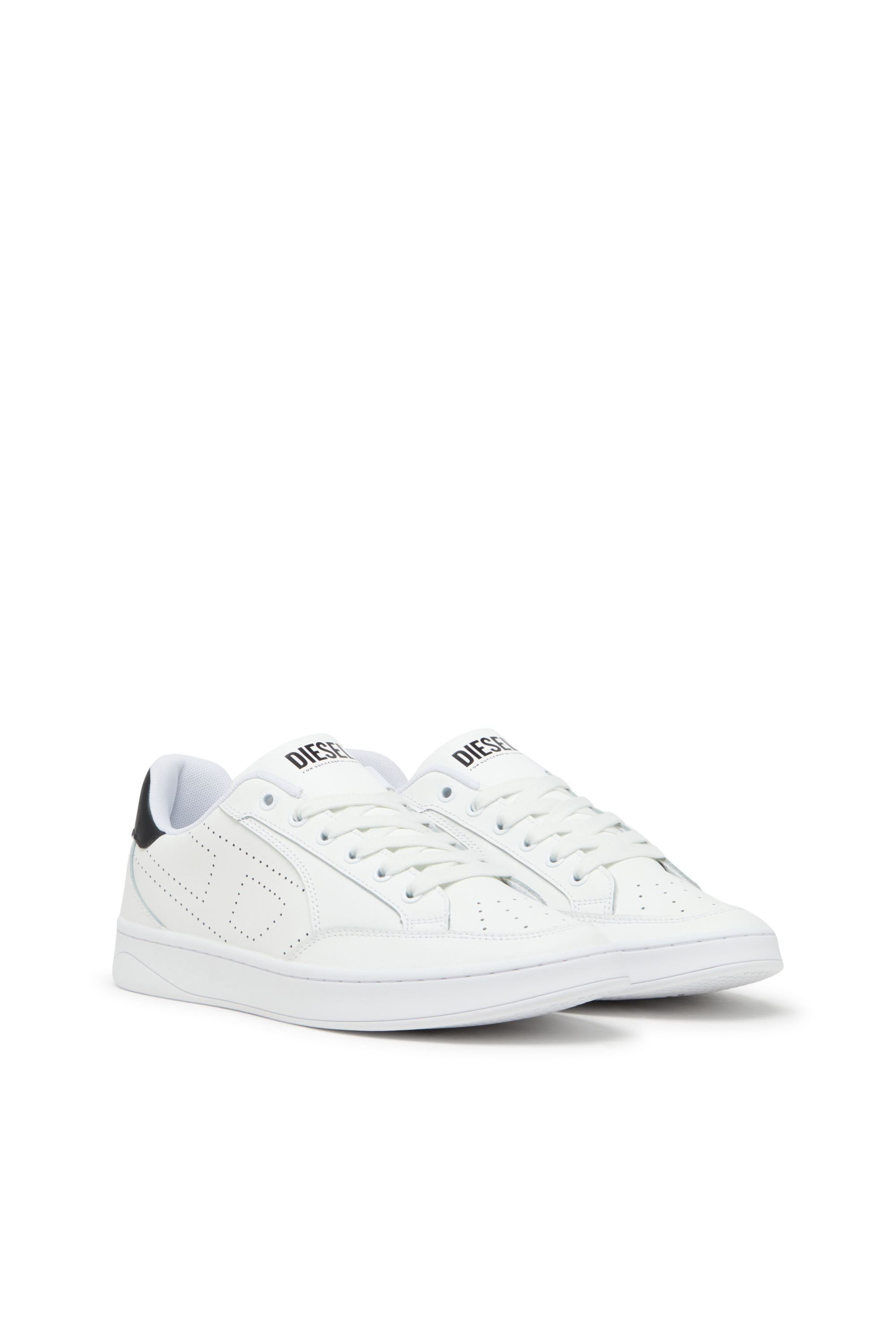 Diesel - S-DAKOTA LOW, Herren S-Dakota-Sneakers aus Leder mit perforiertem Logo in Weiss/Schwarz - 2