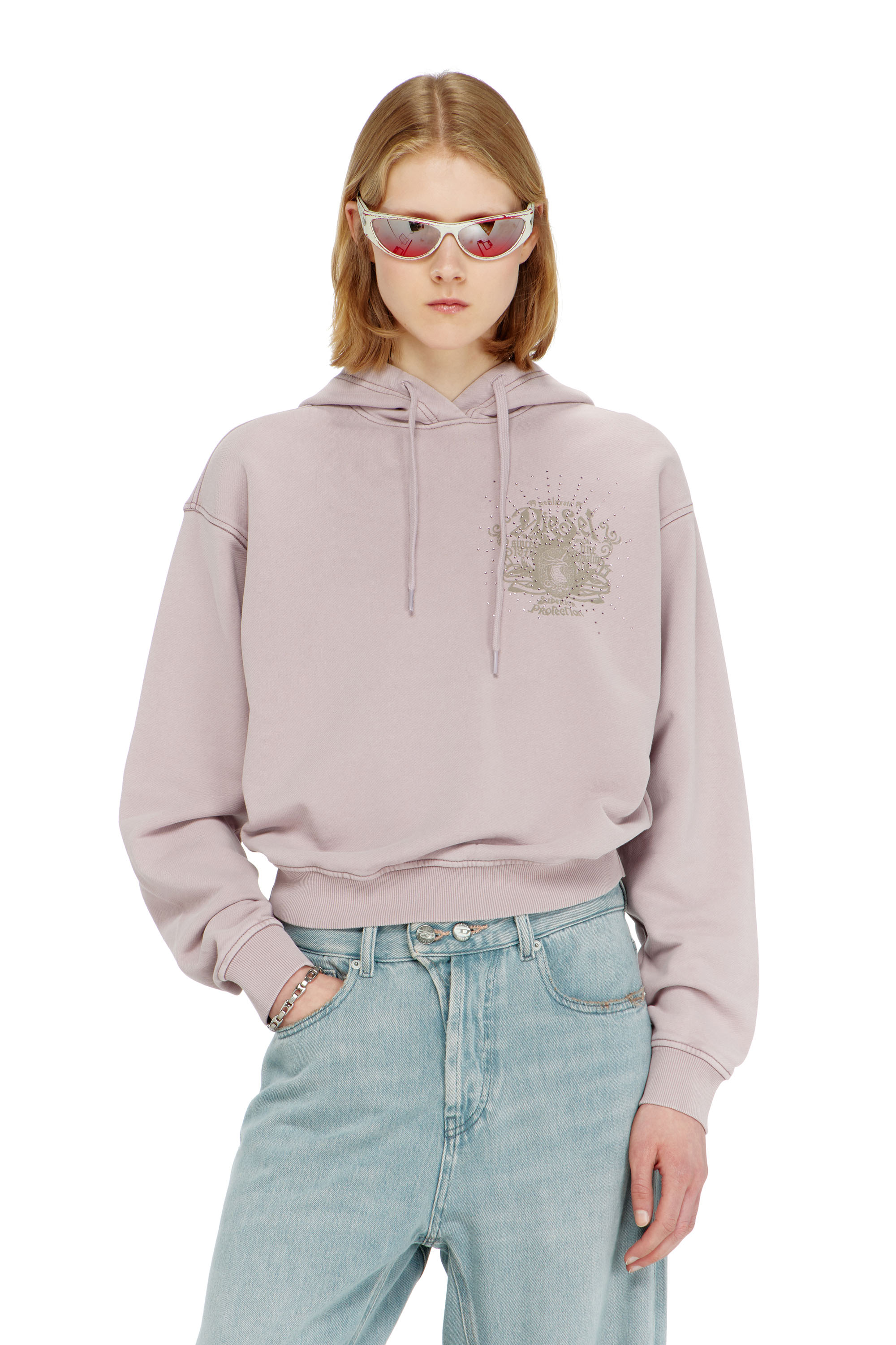 Diesel - F-PHOENY, Damen Hoodie mit Prints und Strasssteinen in null - 1
