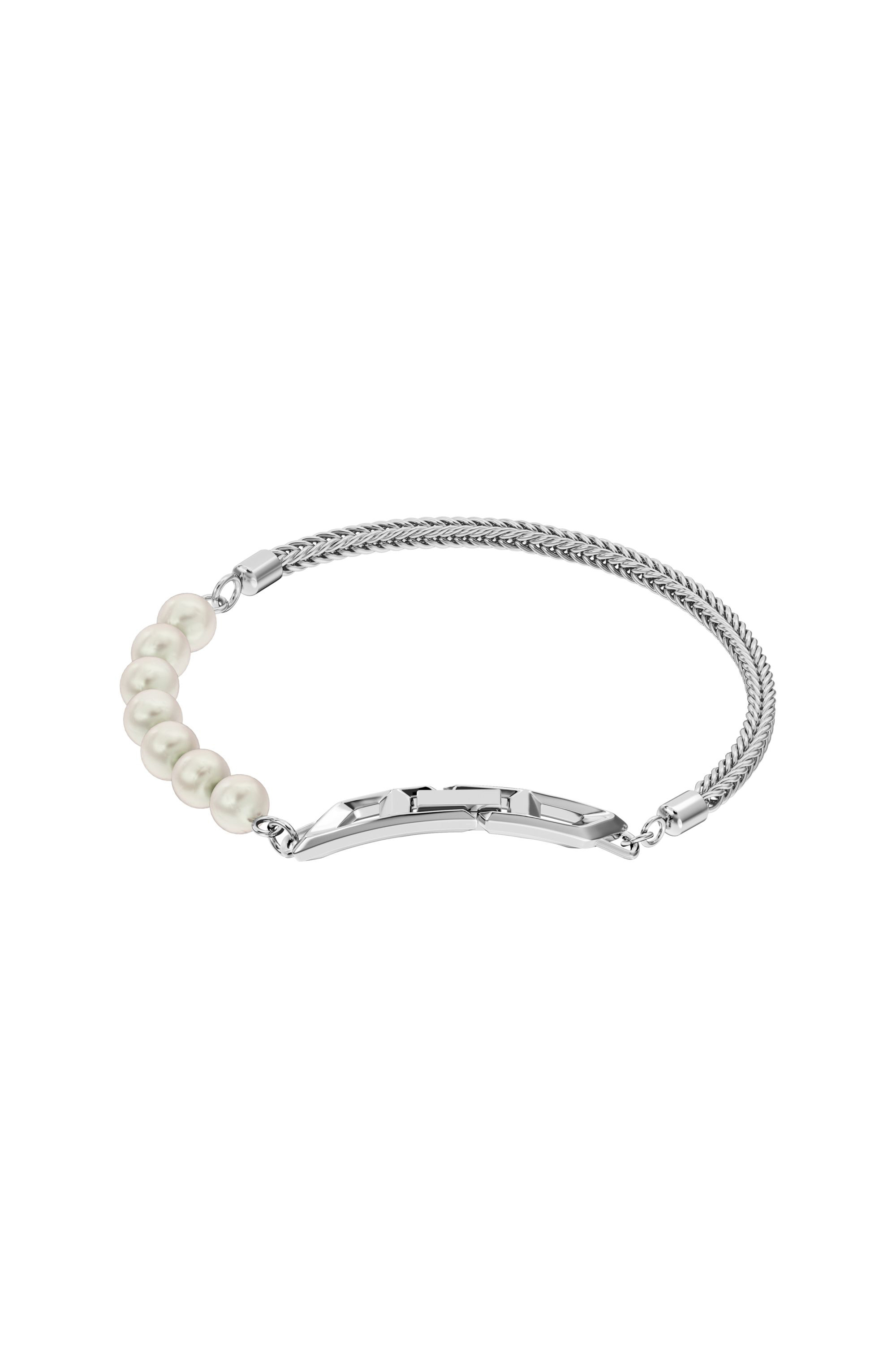 Diesel - DL1368040 STERLING SILVER JEWEL, Unisex Armband aus Sterlingsilberkette und Perle in Silber - 1