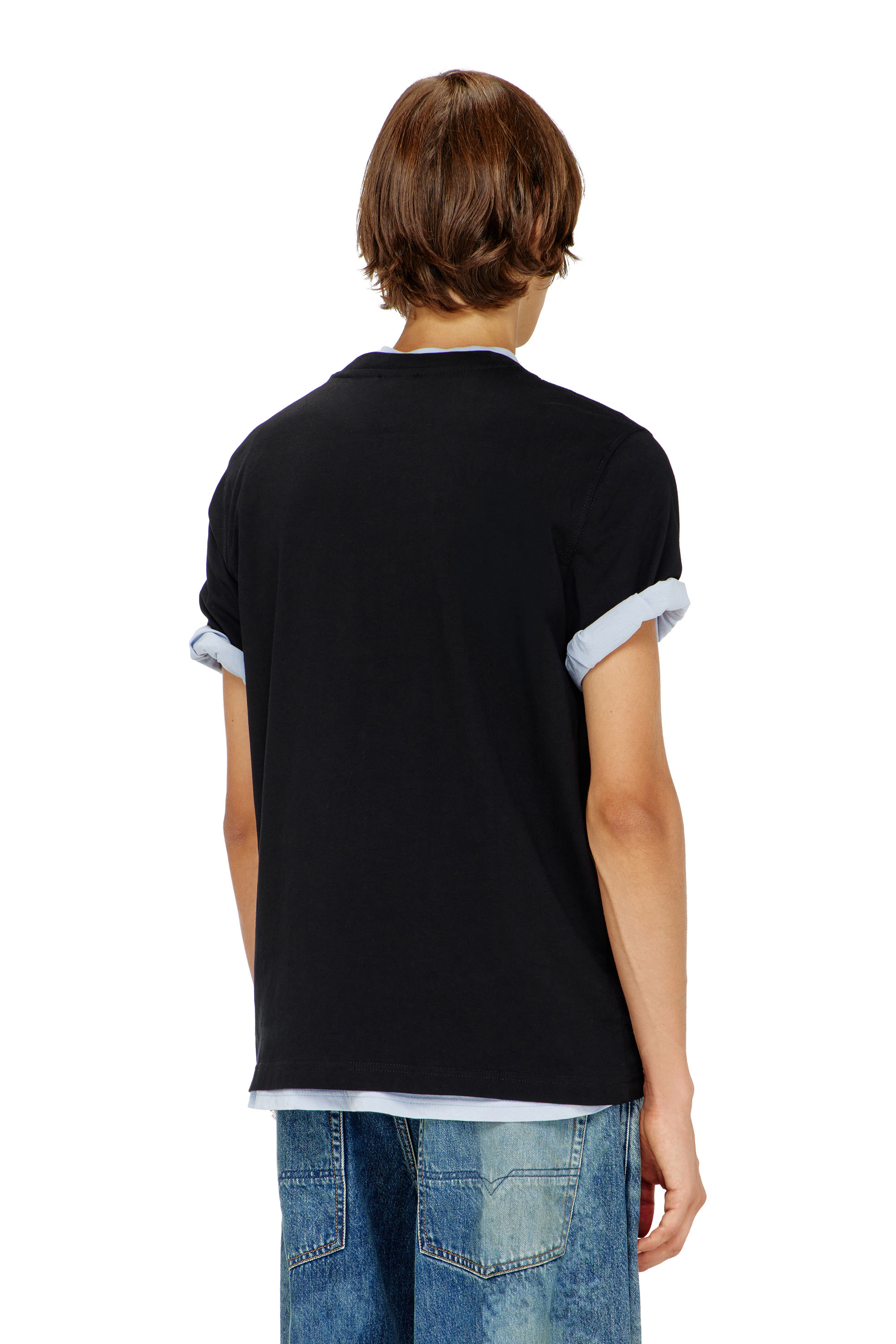 Diesel - T-ADJUST-Q7, Herren T-Shirt mit verschwommenem Diesel-Logo in Schwarz - 3