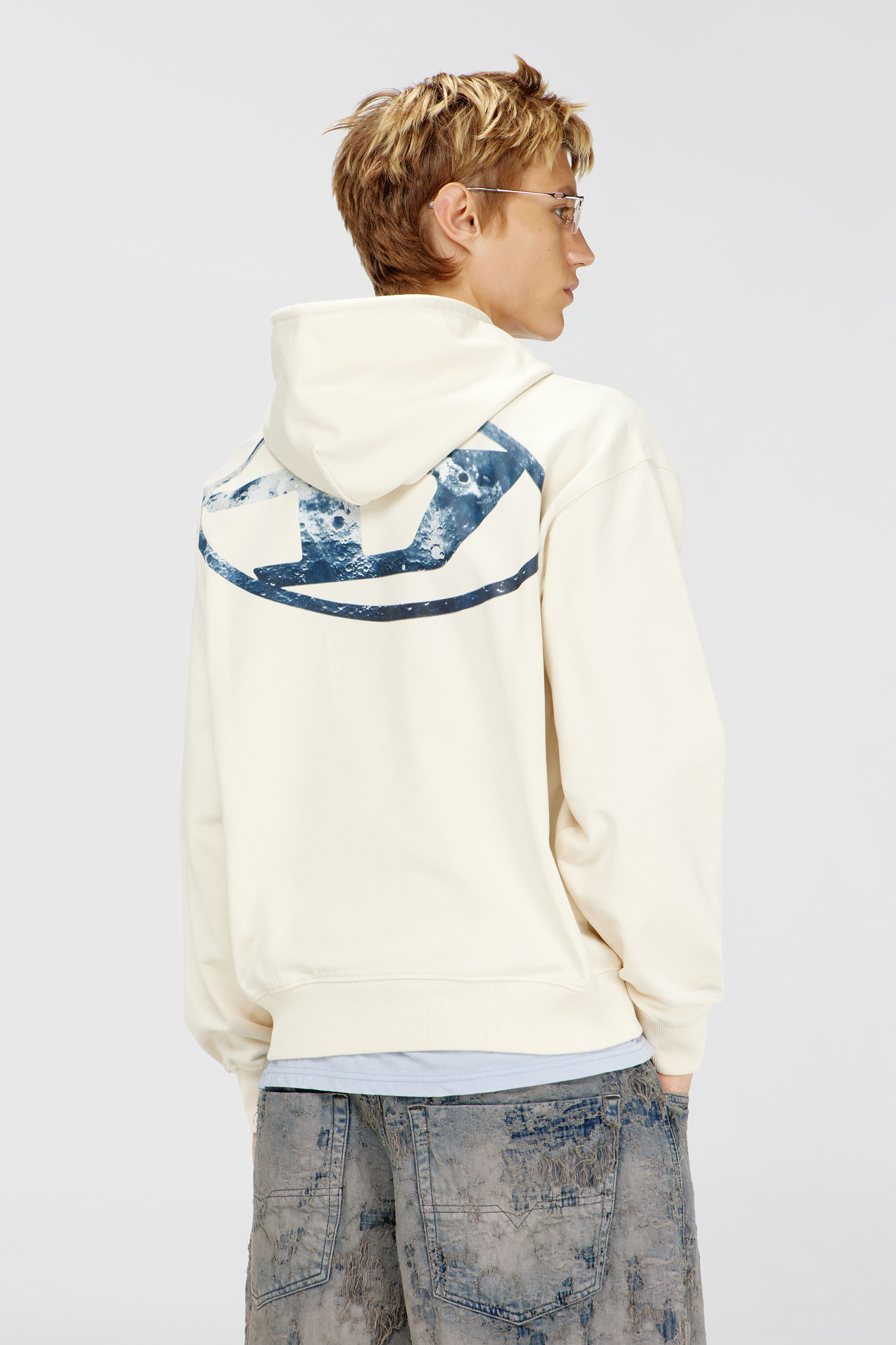 Diesel - S-LUK-H-MOON-T92, Herren Hoodie mit Oval D Logo in Wei&szlig; - 4