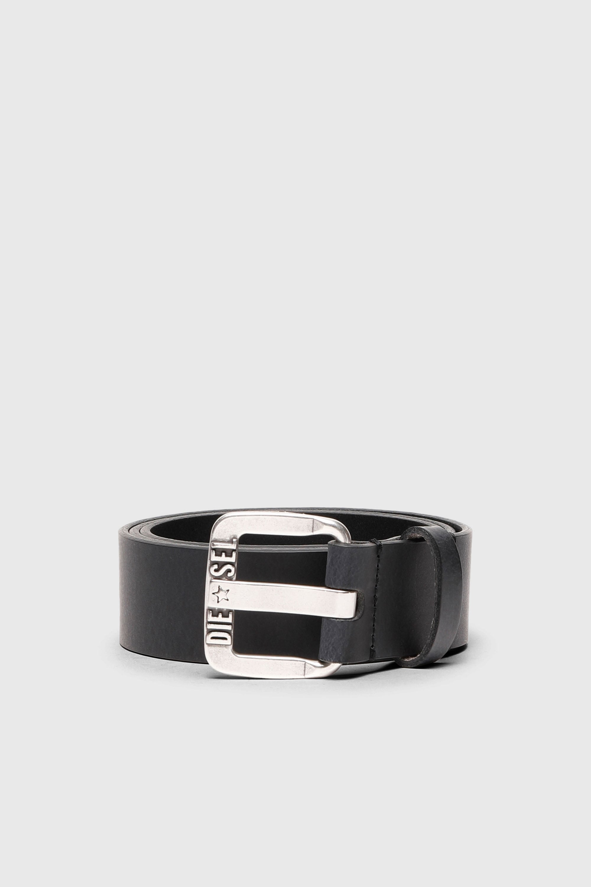 Diesel - B-STAR II, Herren 3.9cm G&uuml;rtel aus Leder mit Sternen-Logo-Schlie&szlig;e aus Metall in Schwarz - 1
