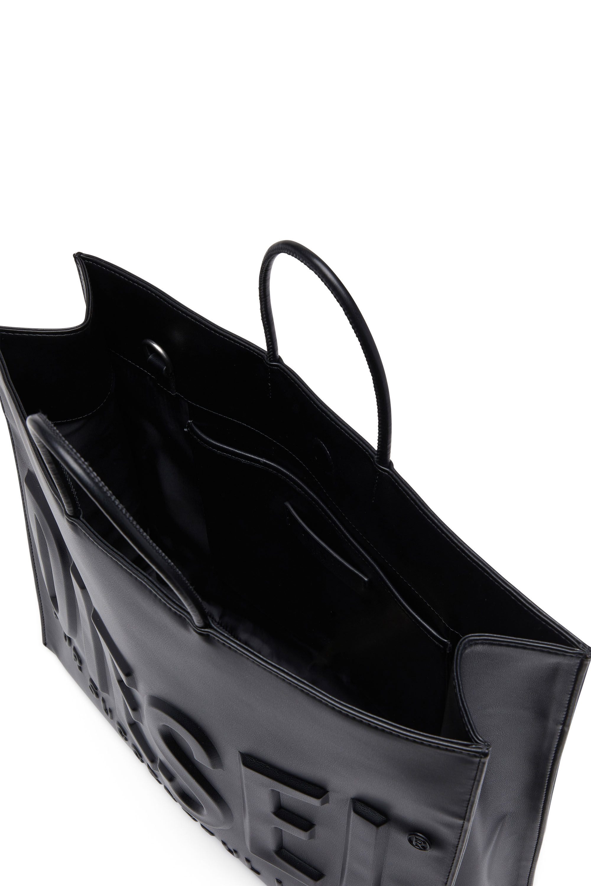 Diesel - DSL 3D TOTE EW X, Herren Dsl 3D-Tote-Tasche aus Recycling-PU mit Logo-Prägung in Schwarz - 3