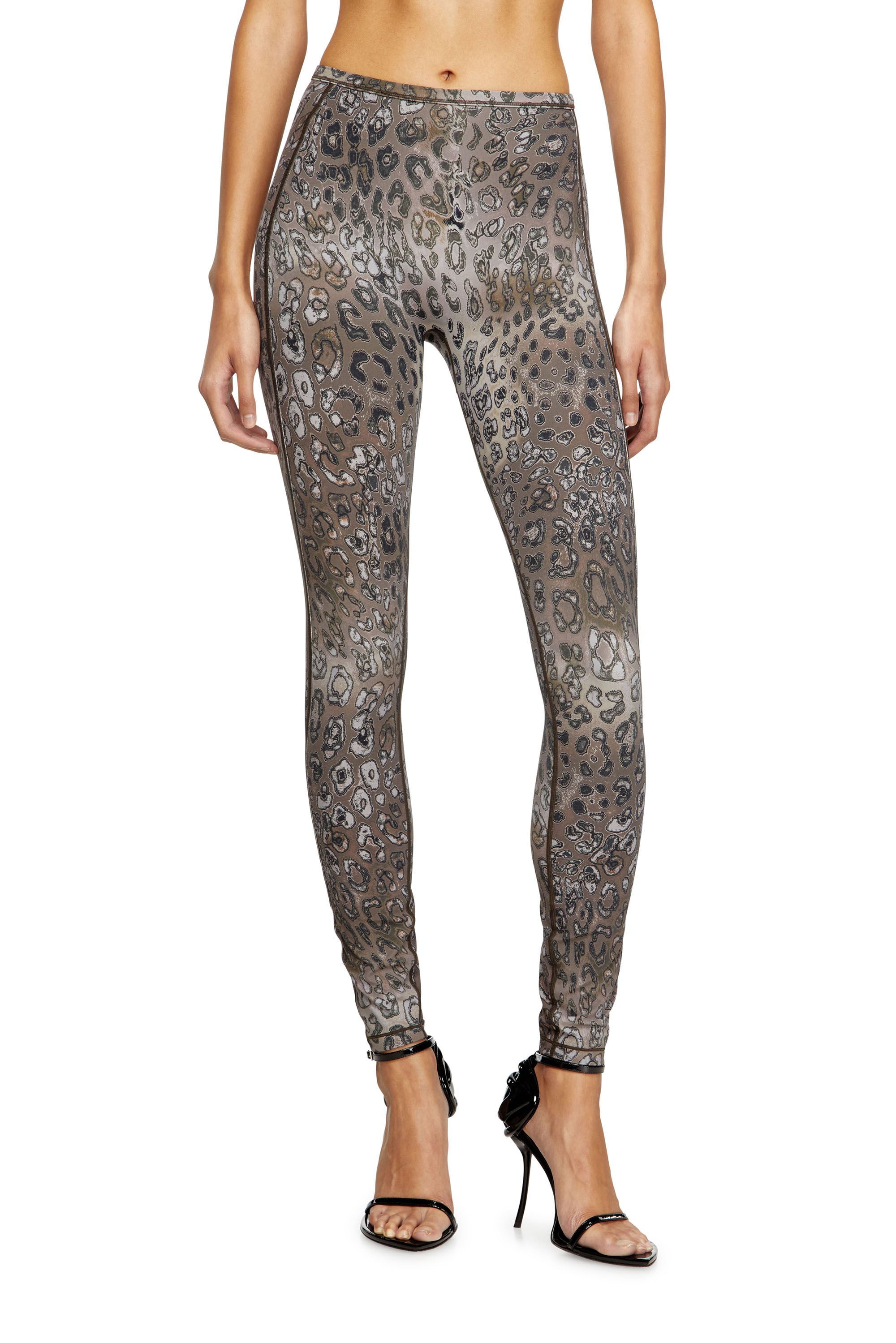 Diesel - MEREDITH-UTLT, Damen Nylon-Leggings mit Leopardenmuster in Braun/Beige - 4