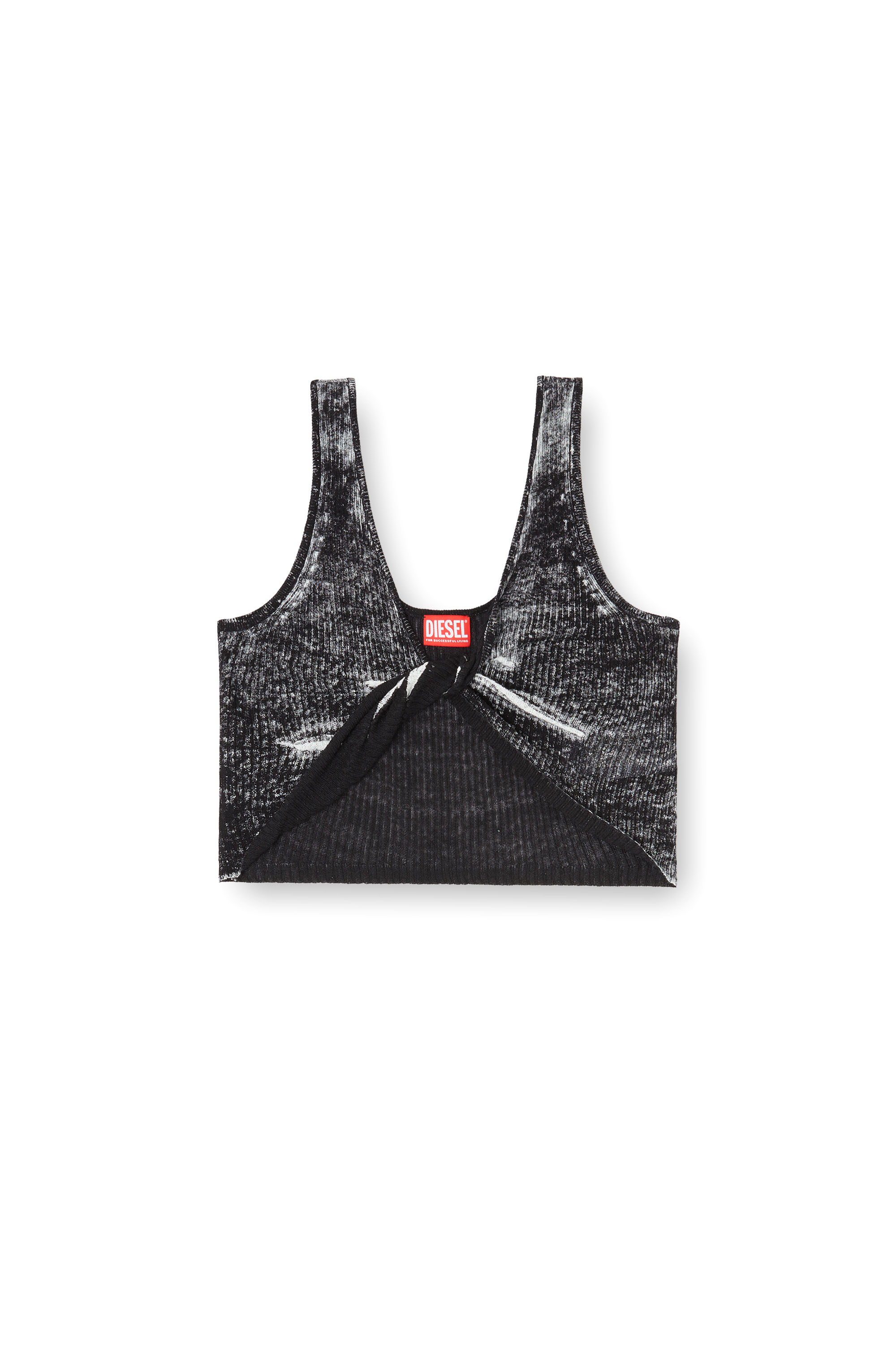 Diesel - M-LILAS, Damen Linentop mit Twist-Front und umgekehrtem Print in Schwarz - 2