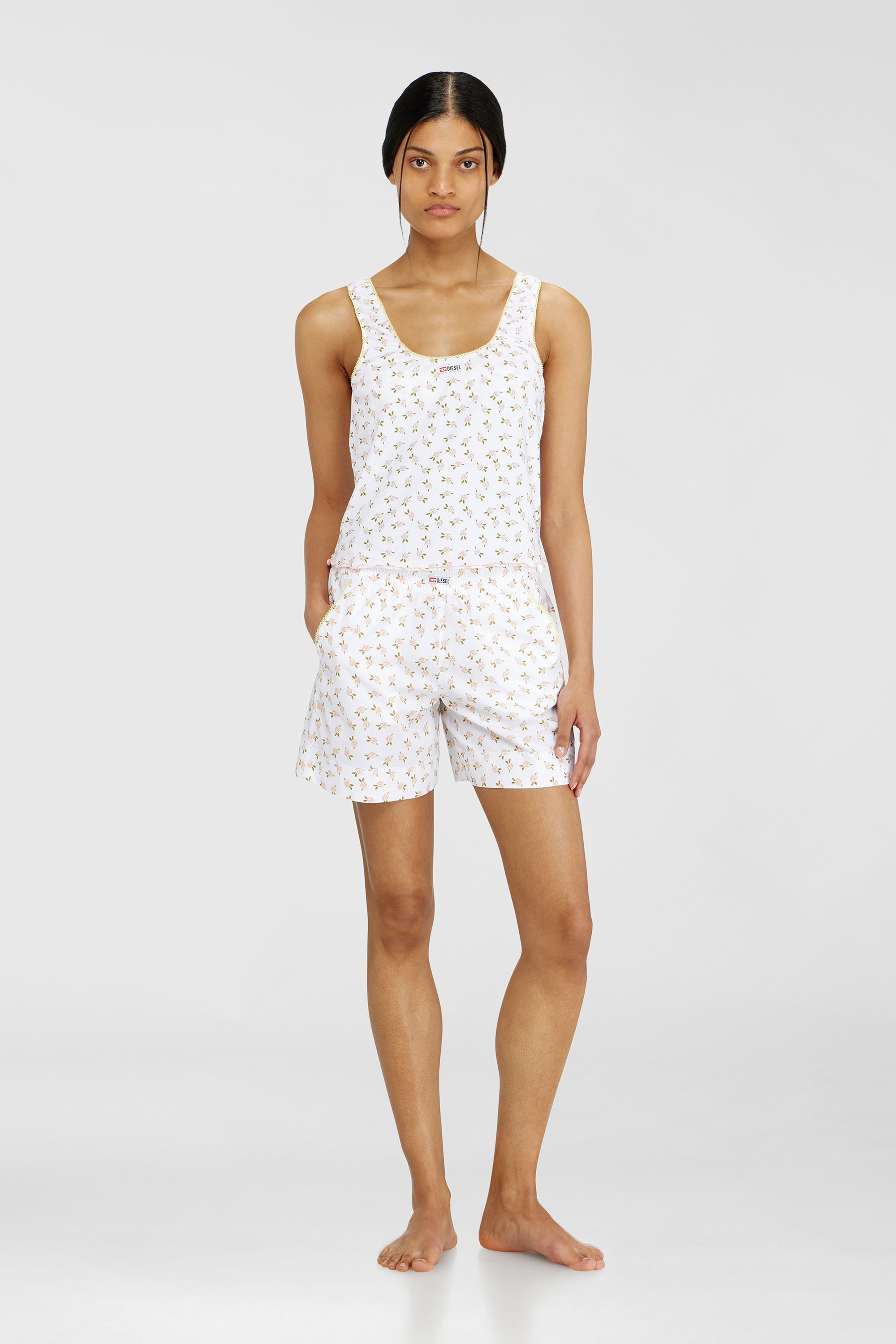 Diesel - GEORGIE-D-CORE, Damen Stretch-Baumwolltop mit Blumenprint in Wei&szlig; - 1