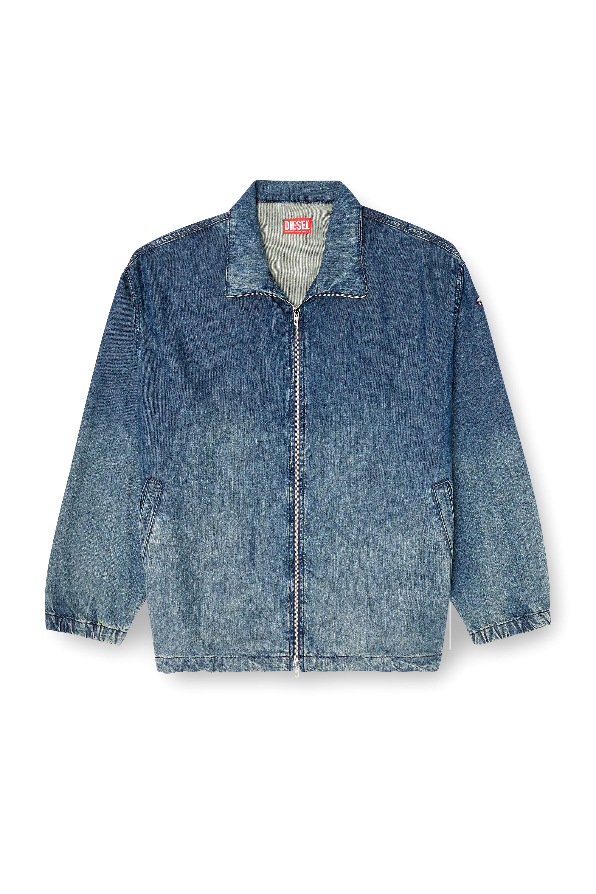 Diesel - D-KRAP-S6, Herren Jacke mit Reißverschluss aus fließendem Denim in Dunkelblau - 3