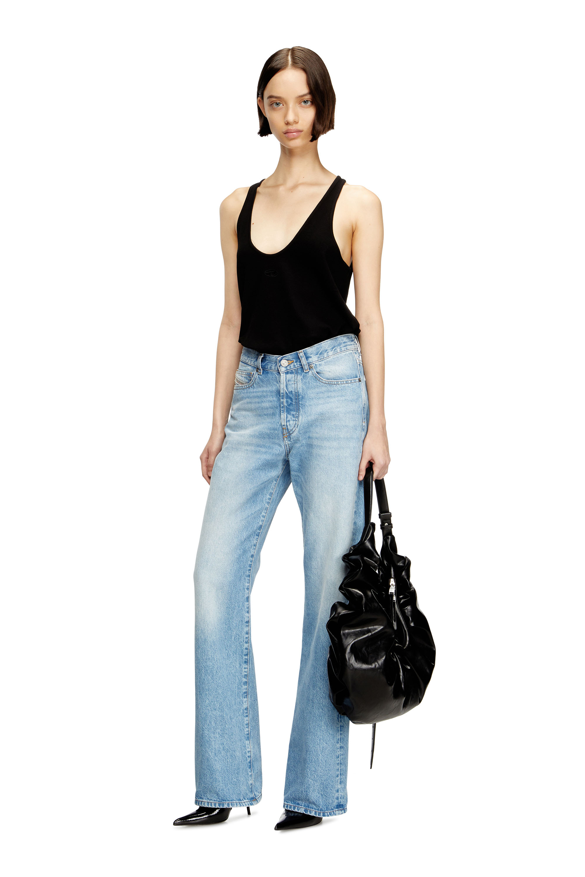 Diesel - T-IPSYA-LKDS, Damen Geripptes Tanktop mit Oval D in Schwarz - 2