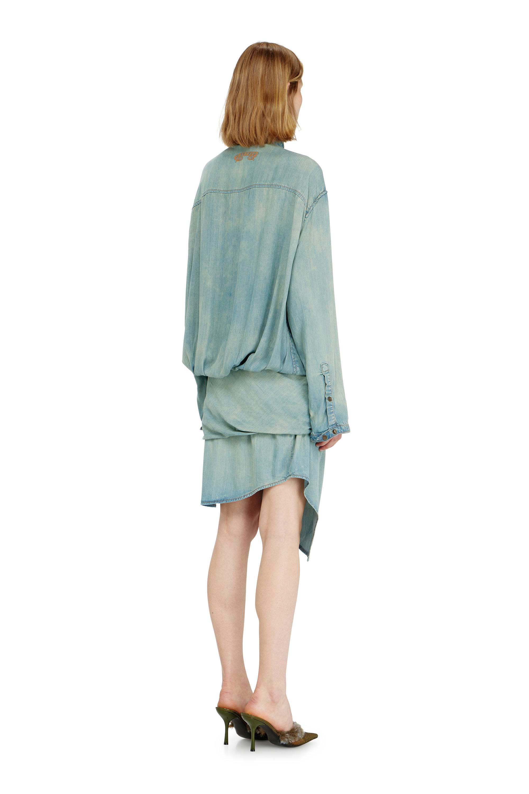Diesel - DE-TILORA-S, Damen Oversized draped denim Hemdkleid in null - 4