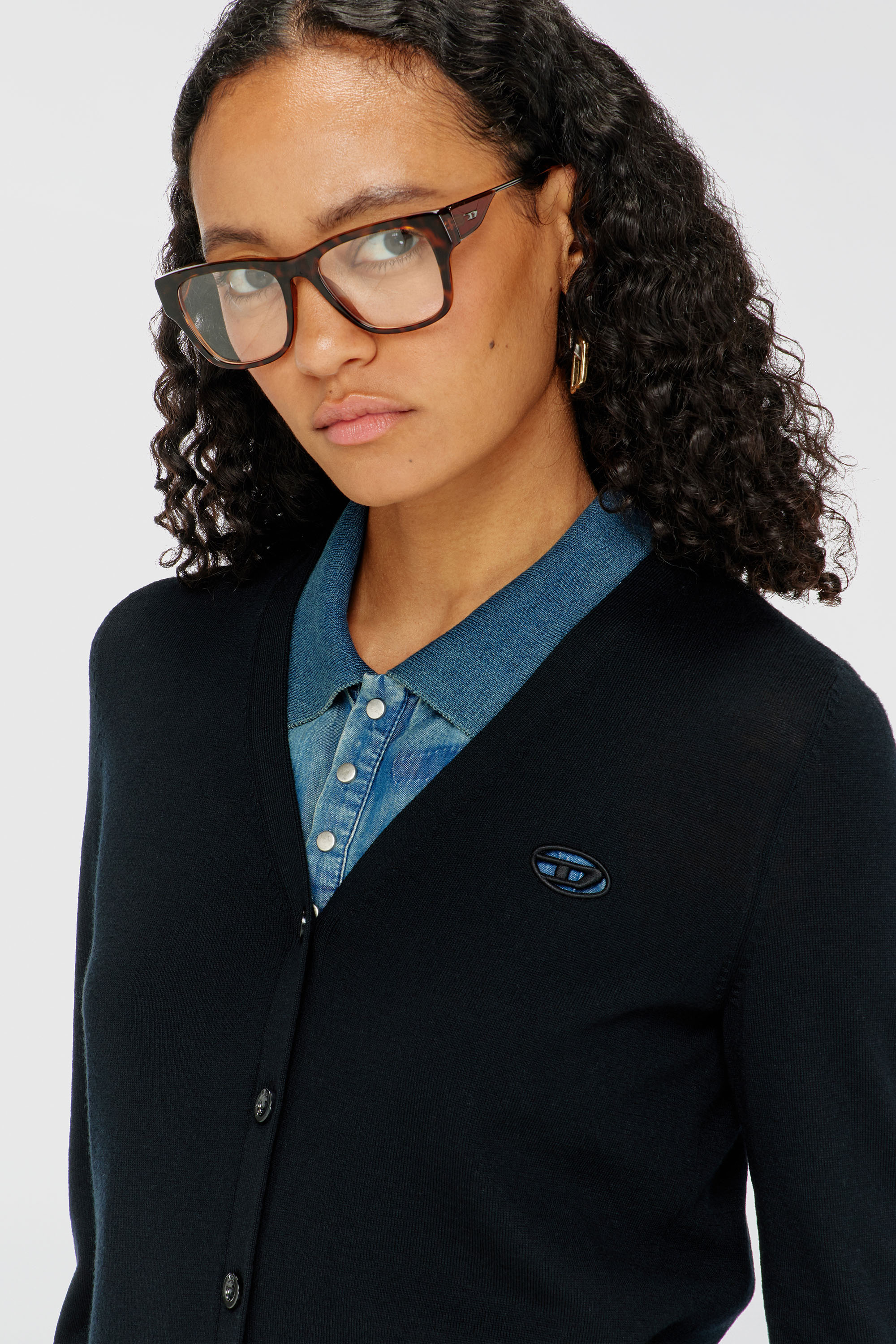 Diesel - M-ALIMA, Damen Cardigan aus Wolle mit Cut-out-Logo in Schwarz - 5