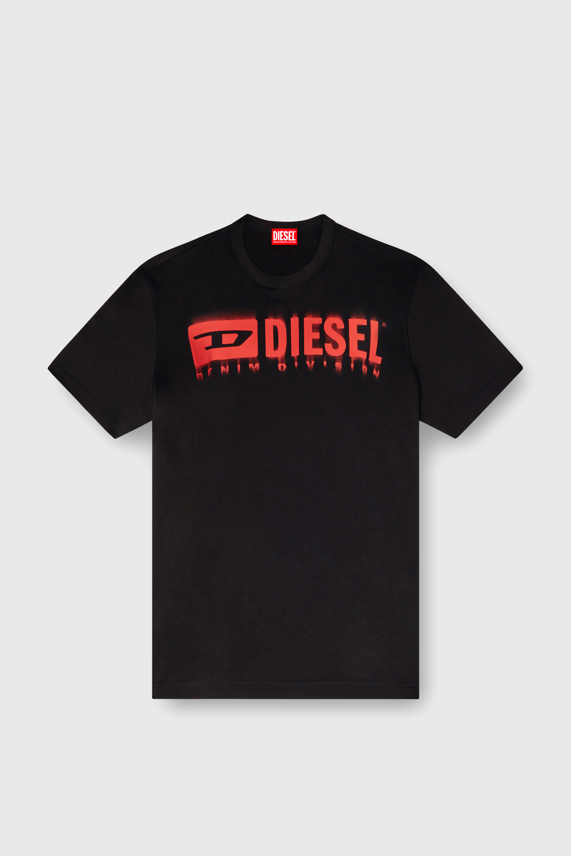 Diesel - T-ADJUST-Q7, Herren T-Shirt mit verschwommenem Diesel-Logo in Schwarz - 2