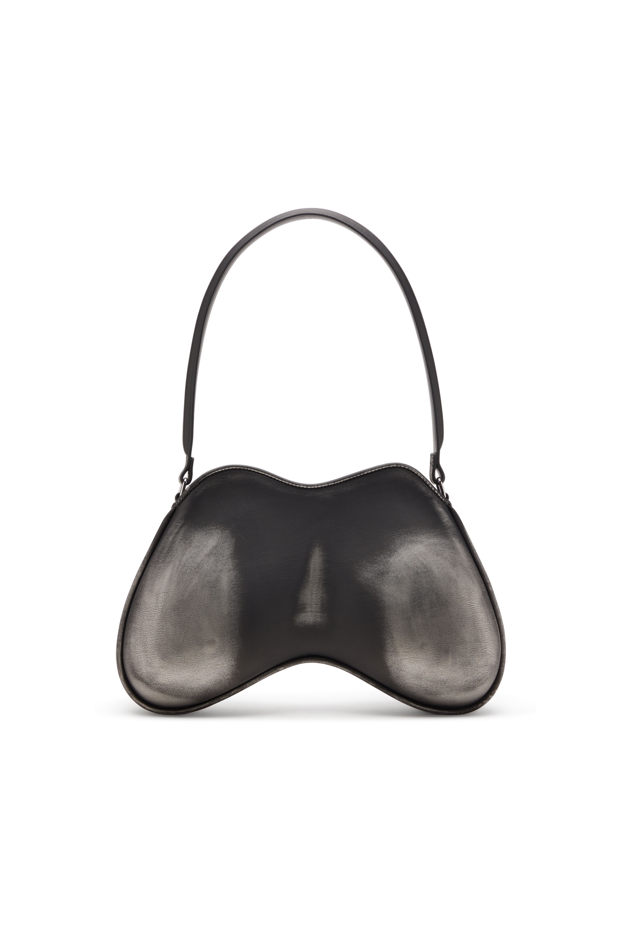 Diesel - DOUBLE-D SHOULDER, Damen Double-D-Feste Schultertasche aus gebürstetem PU in Schwarz/Silber - 2