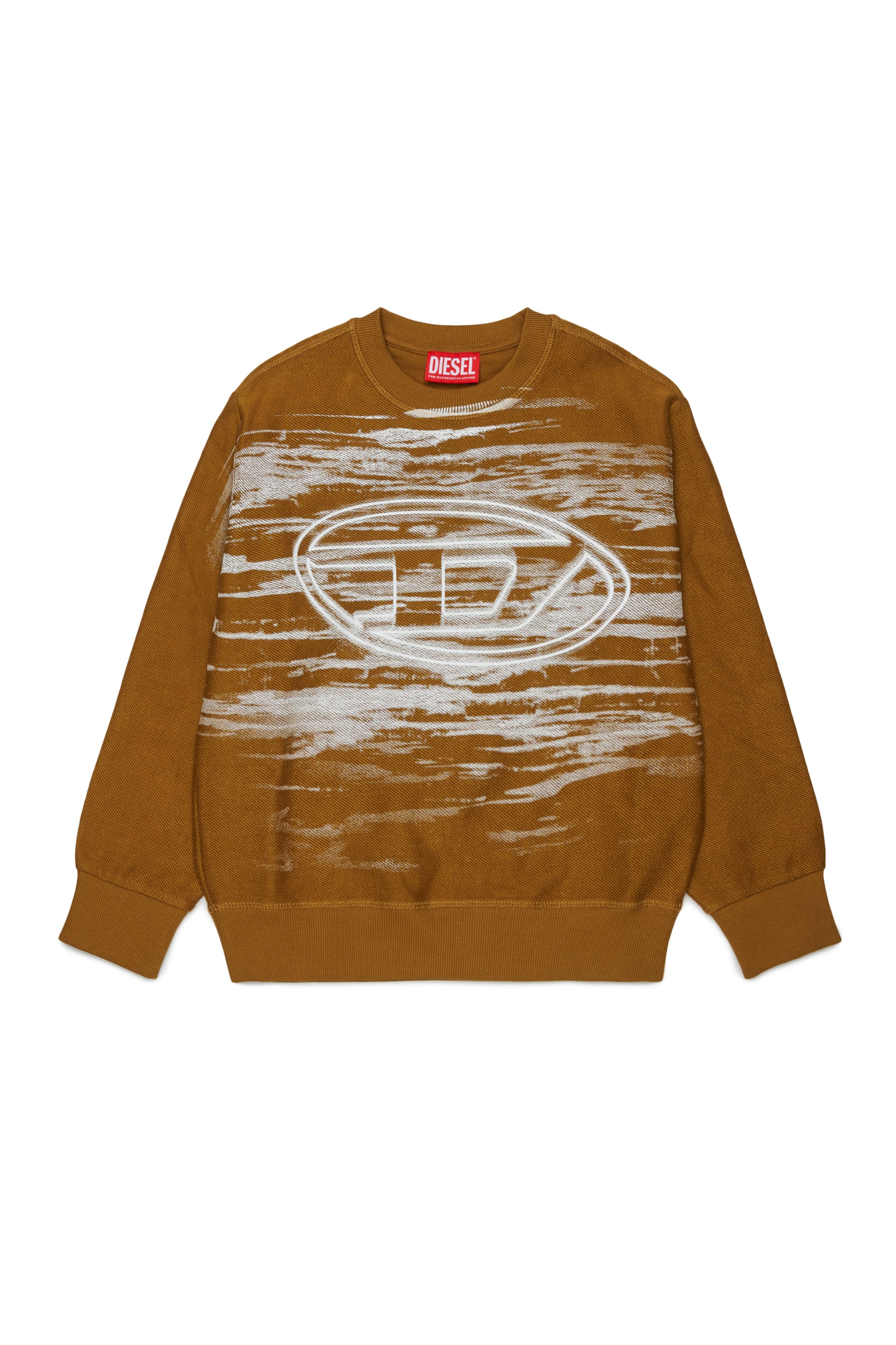 Diesel - SFRIT OVER, Herren Sweatshirt mit Streifen und Oval D Logo in Braun - 1