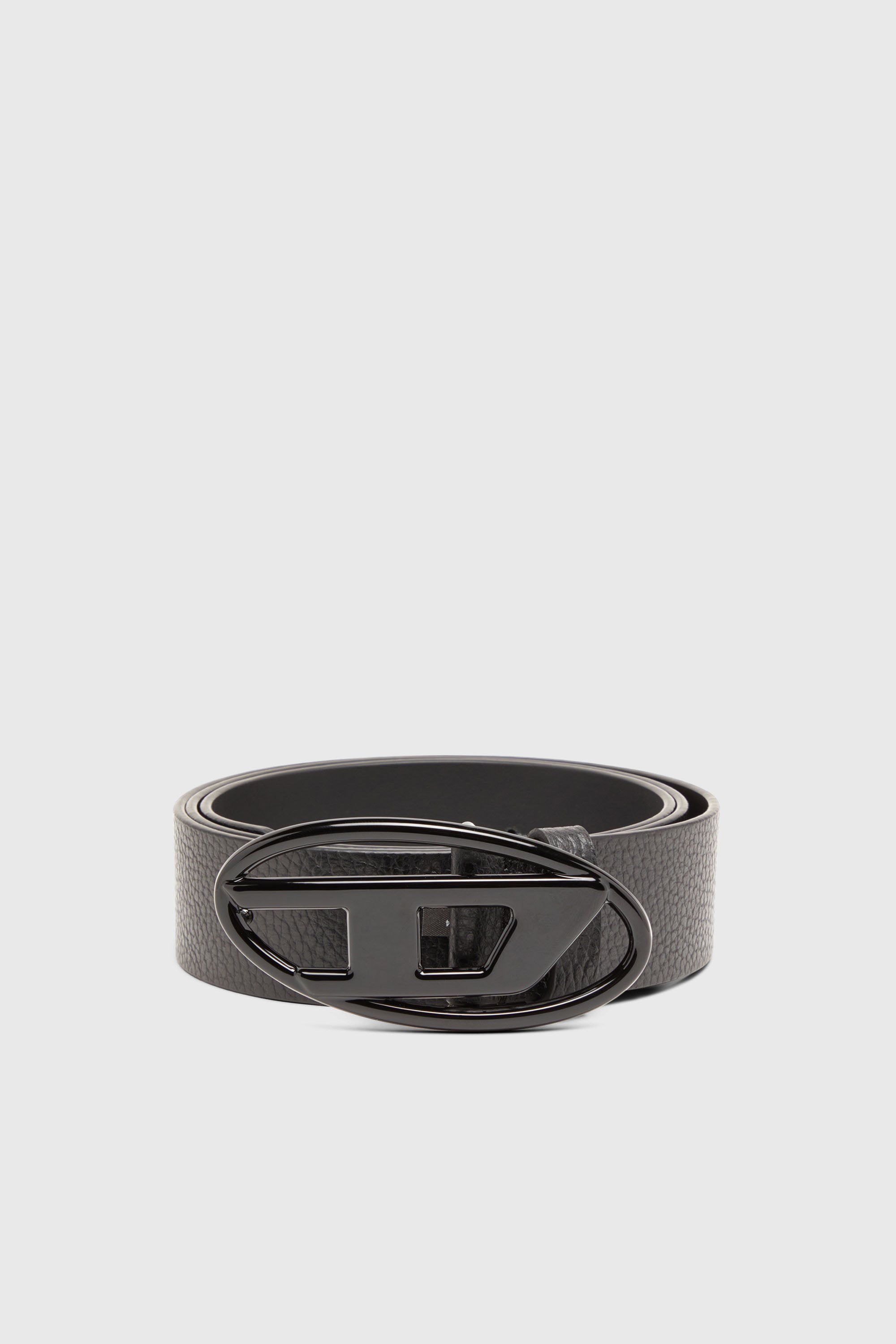 Diesel - B-1DR, Unisex 4cm G&uuml;rtel aus Leder mit matter Oval D-Schnalle in Schwarz - 1