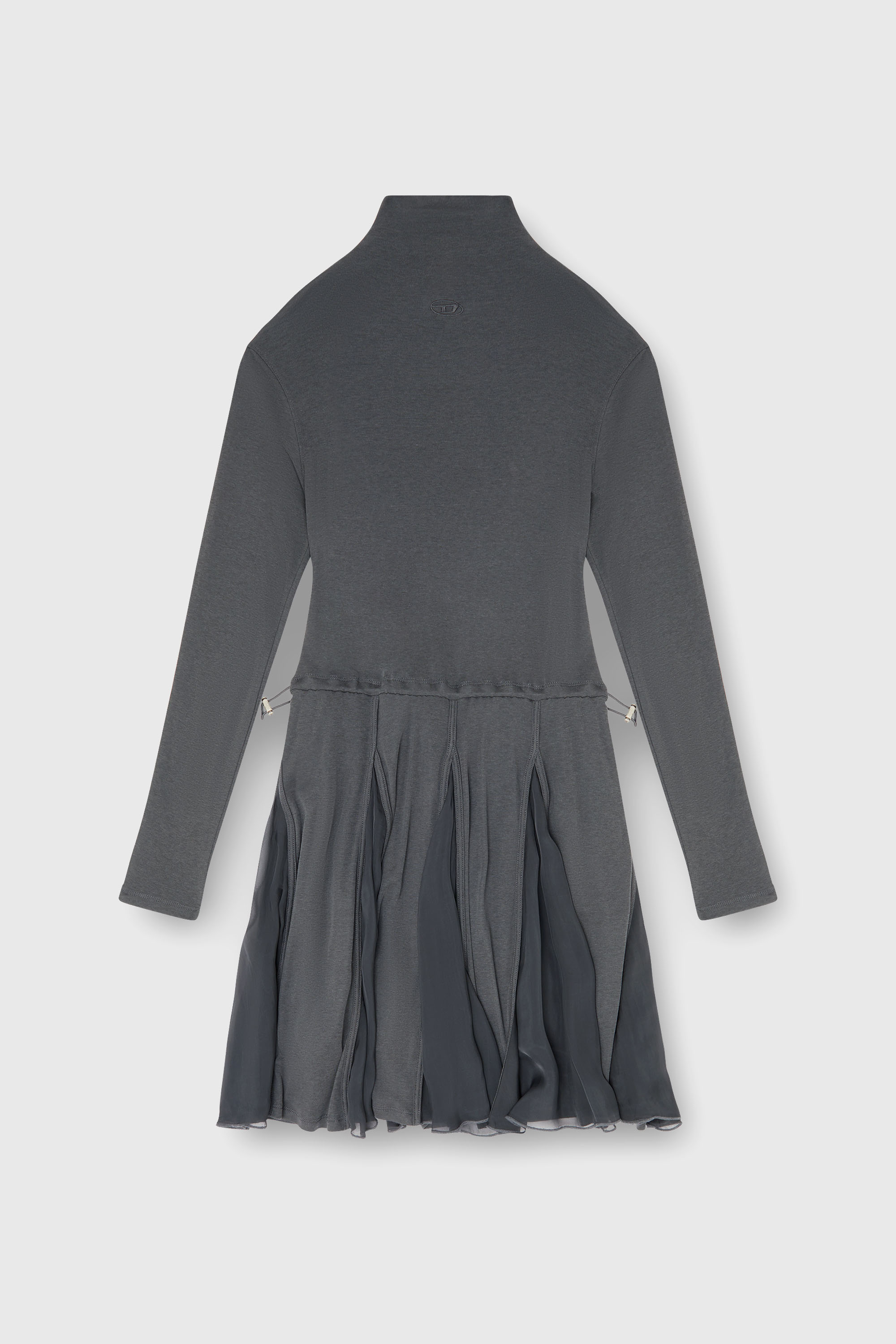 Diesel - D-REI, Damen Rollkragen-Minikleid aus Jersey und Chiffon in Grau - 1