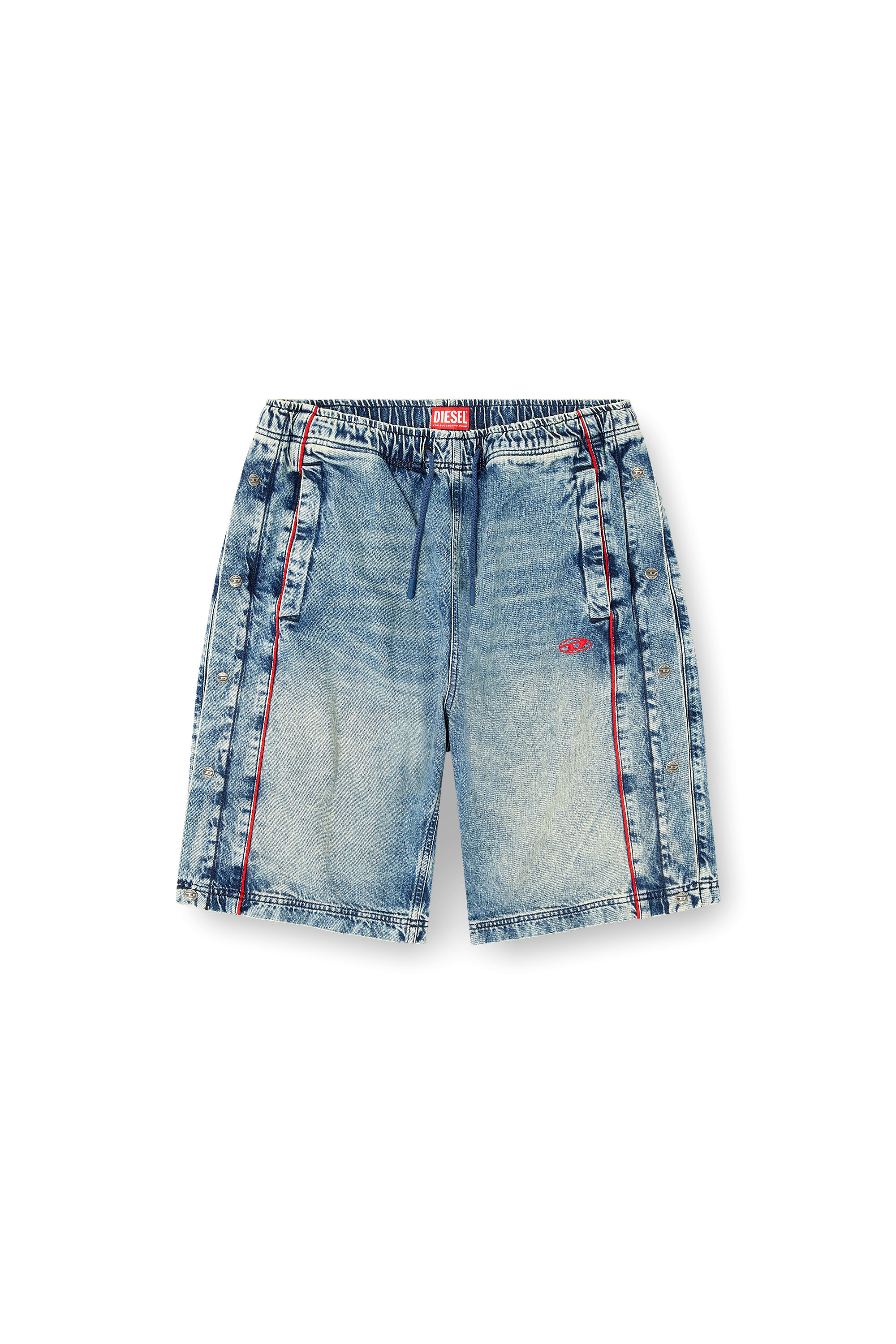 Diesel - D-AXFOR-SHORT-S, Unisex Shorts aus Denim mit roten Paspeln in Mittelblau - 3