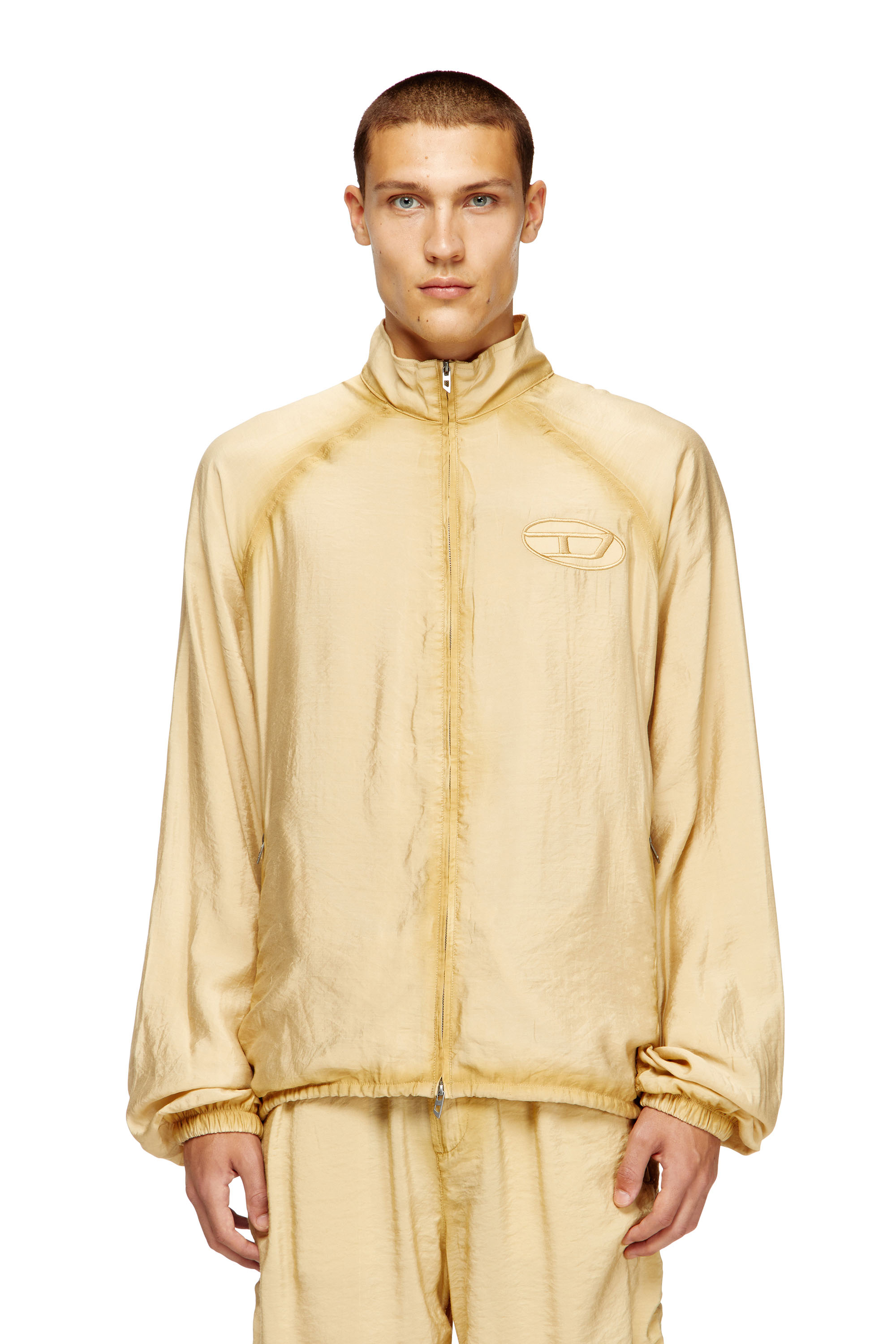 Diesel - J-HENRI-SOUVENIR, Herren Trackjacke im Souvenir-Stil mit Stickerei in Beige - 1