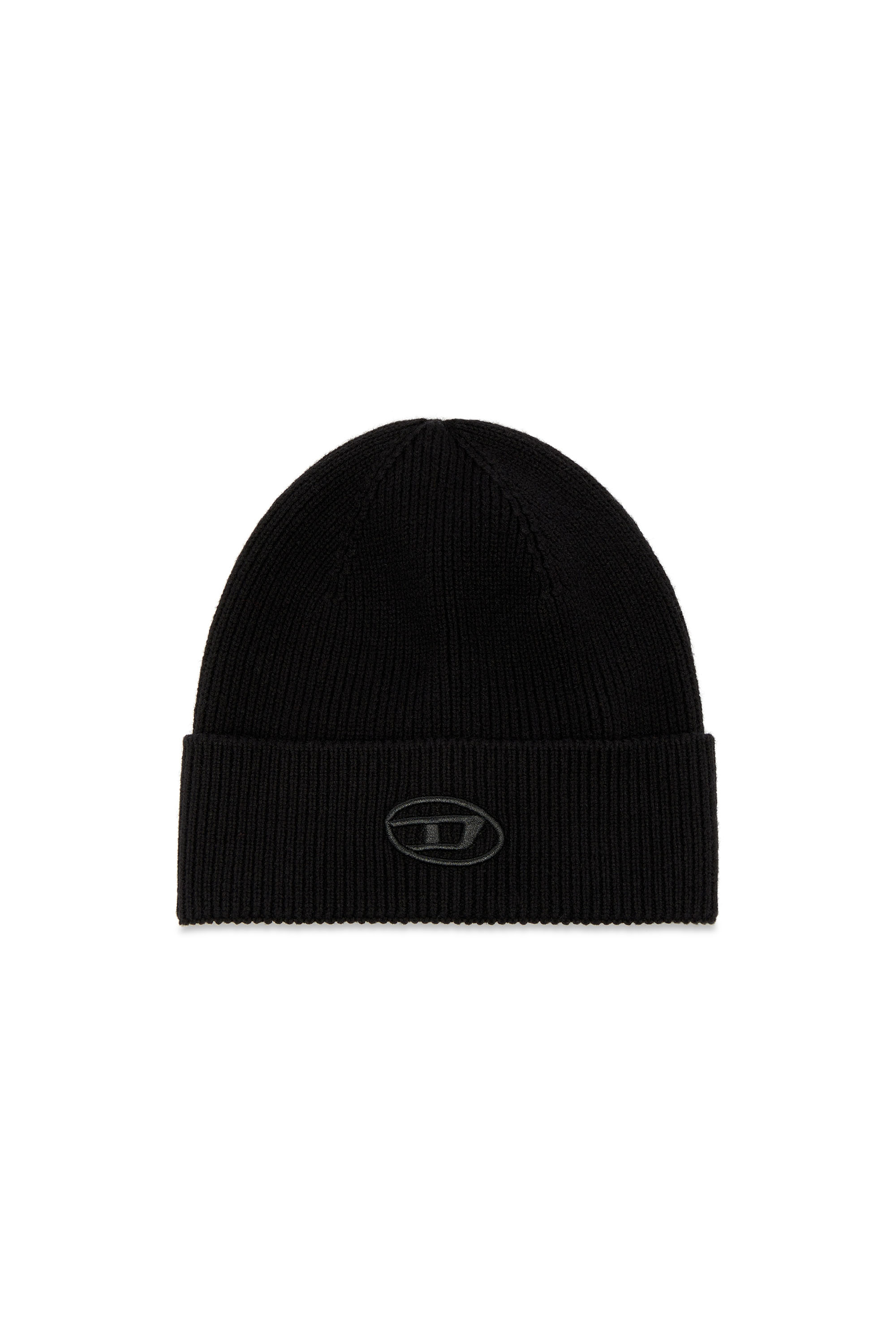 Diesel - K-CODER-FULLY B, Unisex Gerippte Beanie-M&uuml;tze mit D-Stickerei in Schwarz - 1