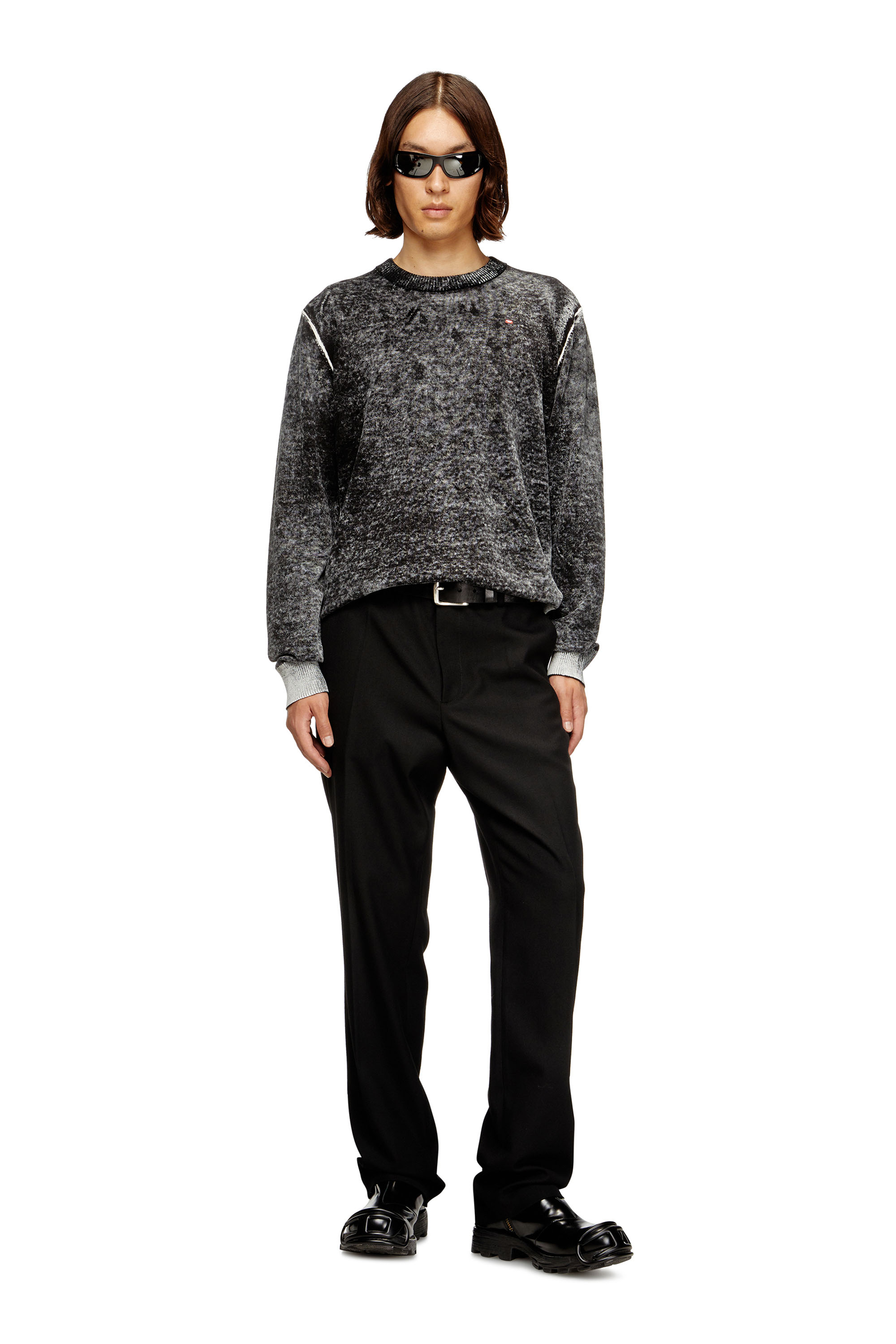 Diesel - K-LAURENT, Herren Pullover mit verblasstem Rückendruck in Grau - 2